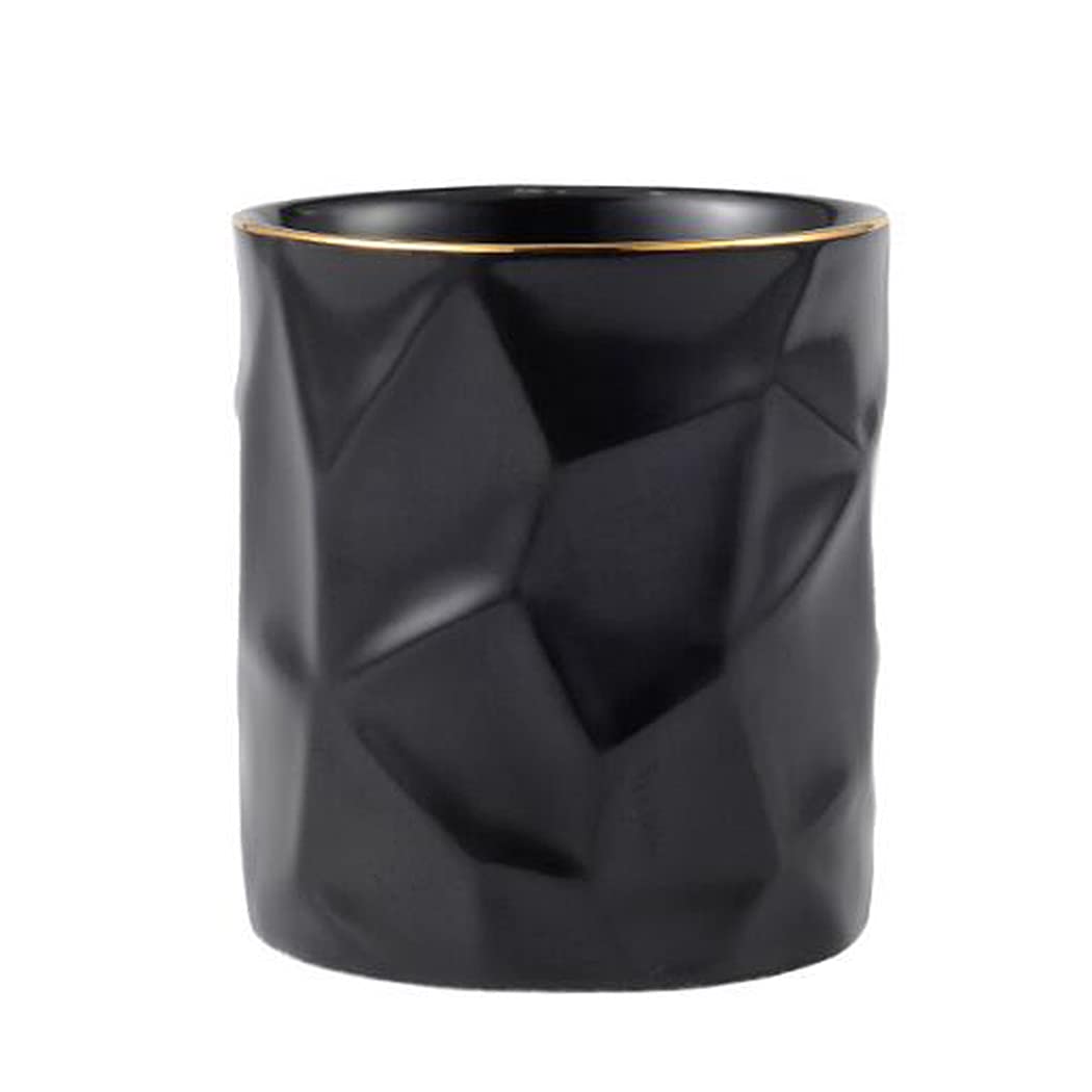 Irregular Geometric Pen Holder with Textured Design - Desktop Stationery Organizer, Home Office Decor, Flower Vase & Kitchen Storage - Black for Stylish Workspace & Home Decor