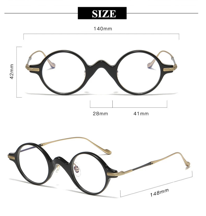 Stylish Unisex Black Round Titanium Acetate Eyeglasses Frame - Lightweight & Durable for Men & Women - Perfect for Reading, Work, and Fashion Accessories