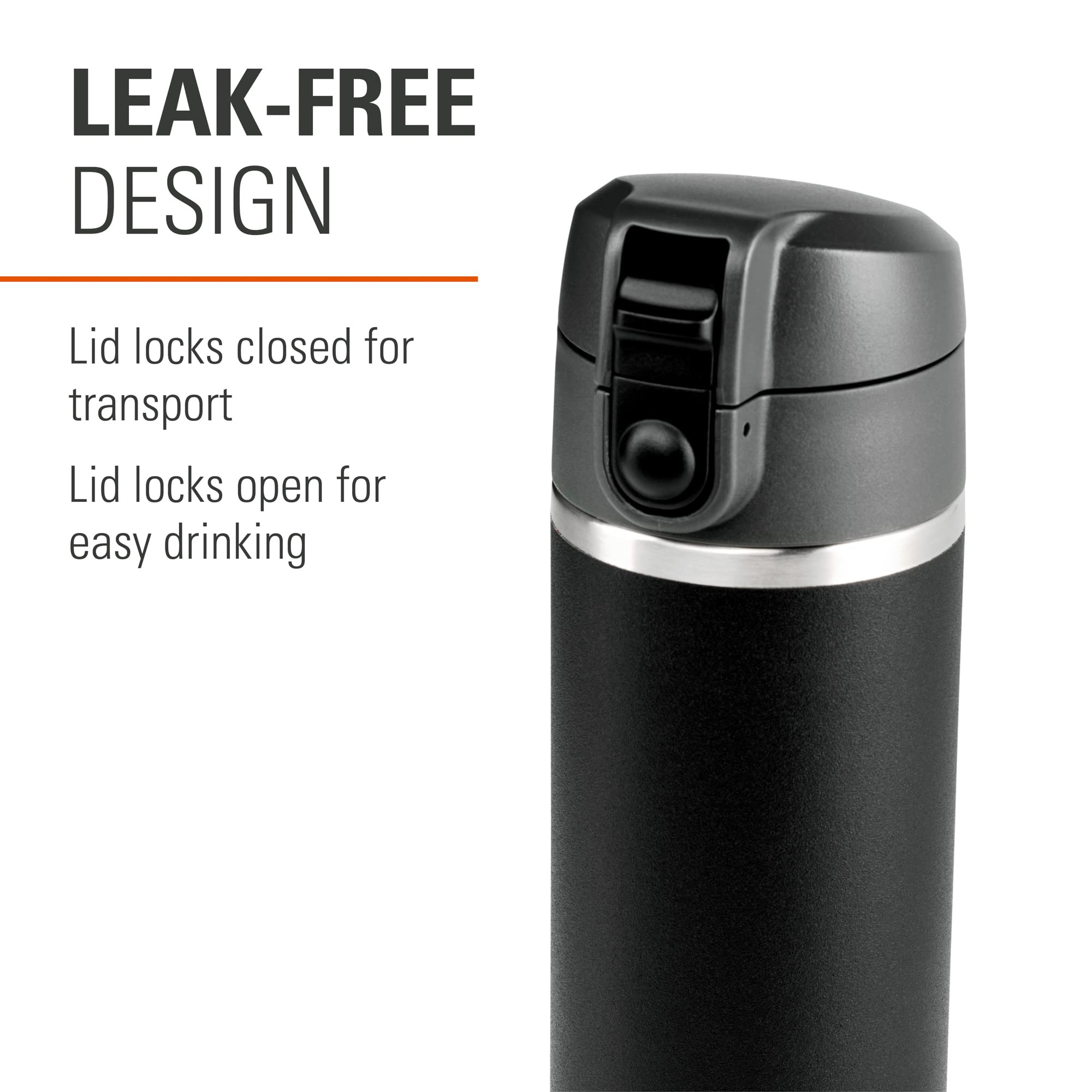 GSI Outdoors Microlite Vacuum-Insulated Stainless Steel Water Bottle 17oz - Leakproof & BPA Free for Camping, Hiking, Travel & Outdoor Adventures - Keeps Drinks Cold 24 Hours (Black)