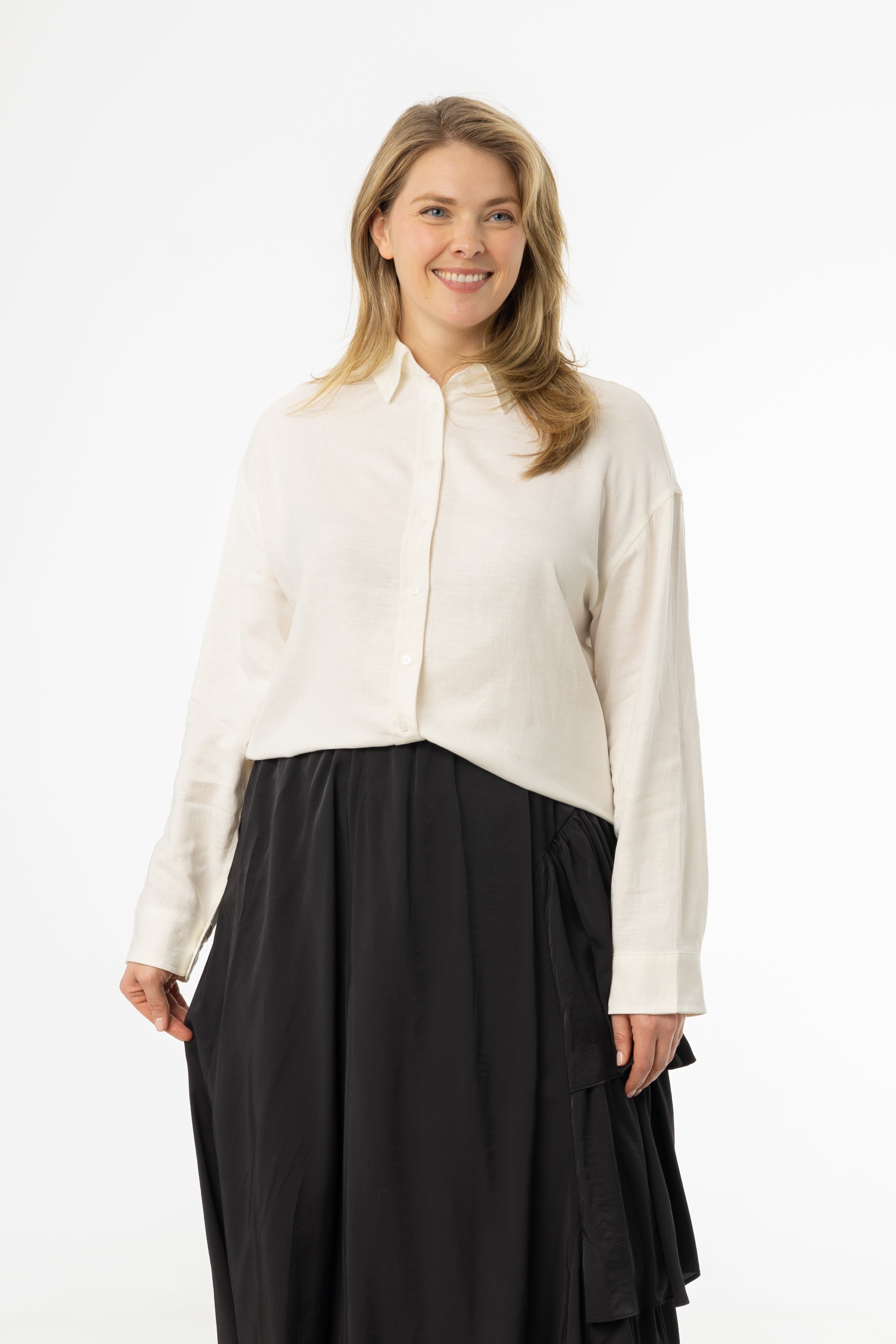 Off White Linen Blouse for Women - Breathable Summer Tops - Casual Office Wear & Vacation Outfits