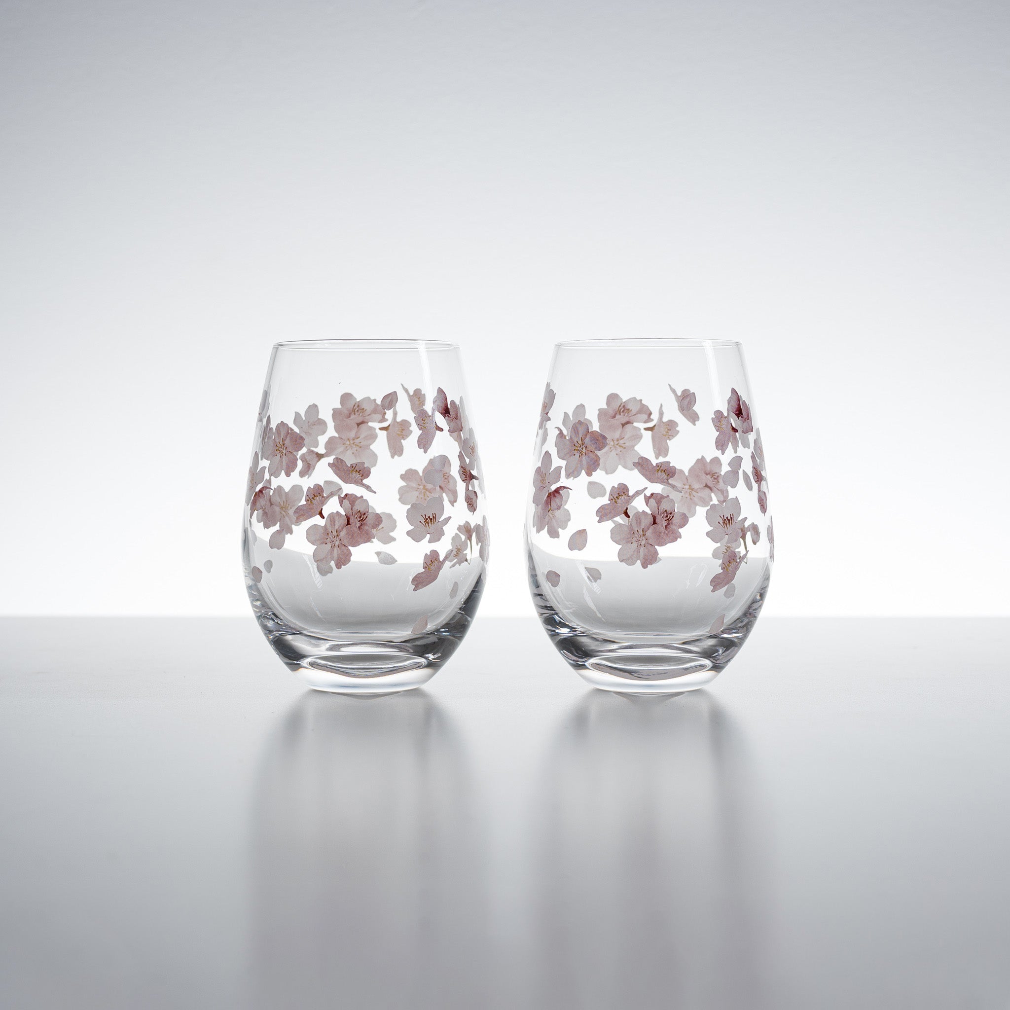 Sakura Flower Pair Tumbler Glass Set - 16oz Japanese Cherry Blossom Drinking Glasses for Tea, Juice & Cocktails - Perfect for Spring Parties, Romantic Dinners & Home Decor