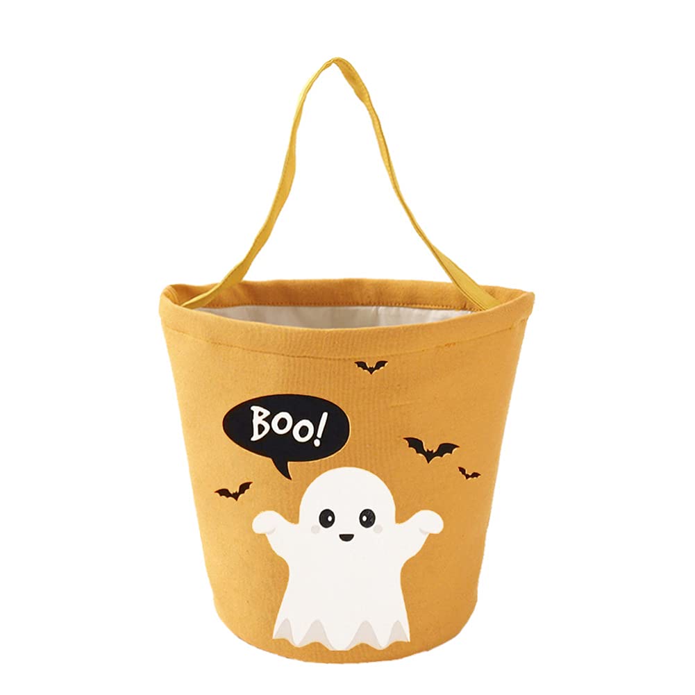 Halloween Trick or Treat Bags - Orange & Black Ghost Candy Buckets & Tote Bags for Kids Halloween Party Favors - Perfect for Trick-or-Treating, Costume Parties & Halloween Decorations