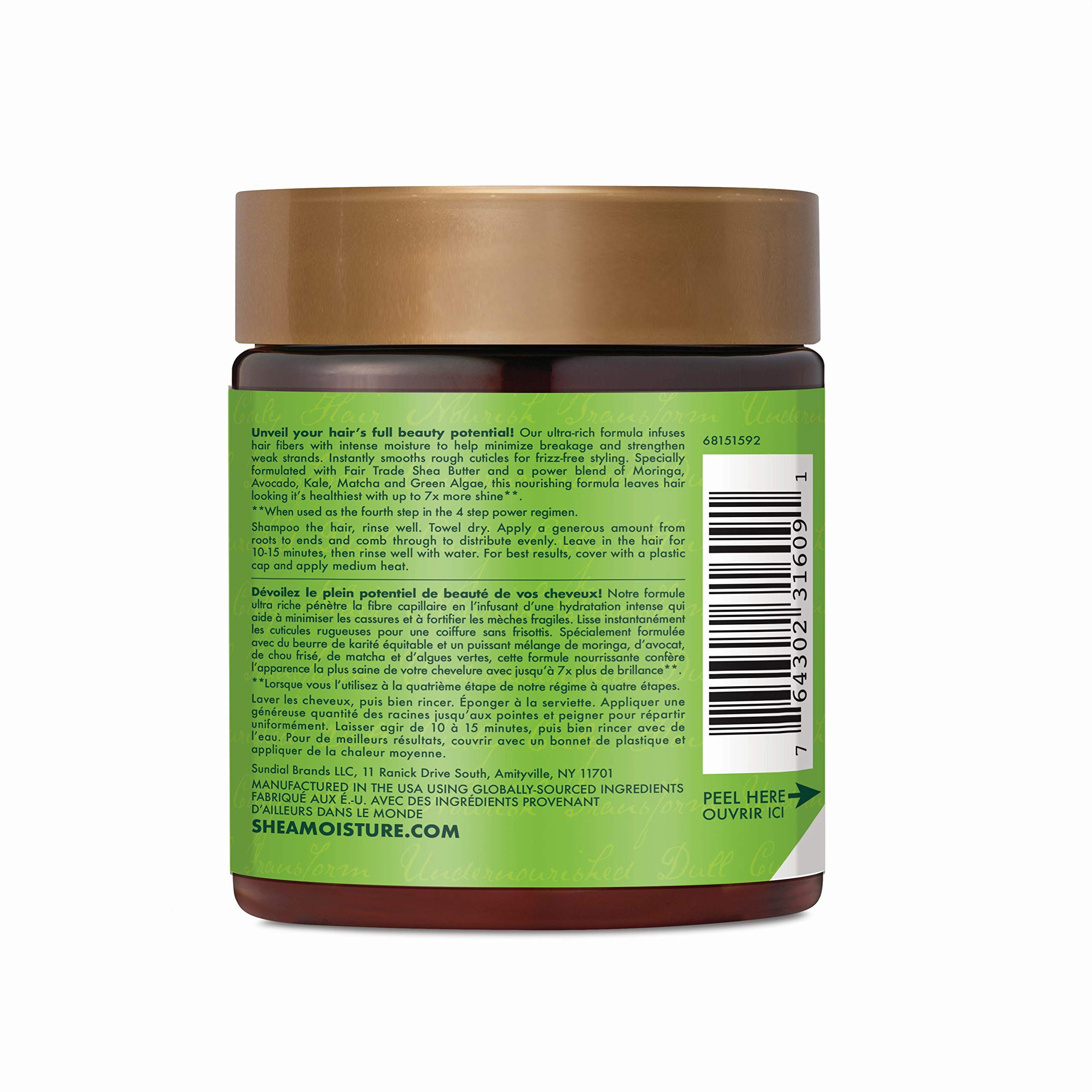 SheaMoisture Moringa & Avocado Power Greens Hair Reconstructor - Deep Conditioning Treatment for Dry, Damaged Hair | Perfect for Post-Wash Hydration & Styling Prep