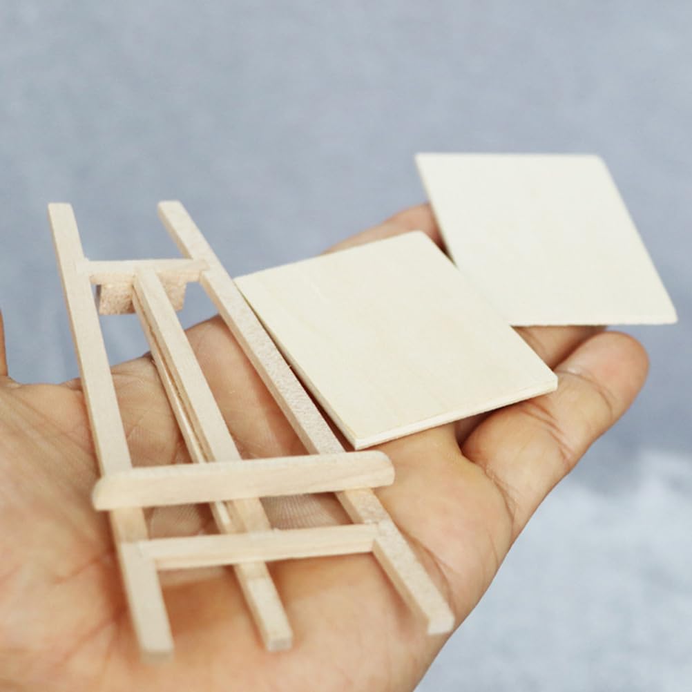 Jojofuny 1:12 Scale Dollhouse Painting Tool Set - Wooden Easel & Miniature Furniture for Balcony, Patio Decor - Perfect for DIY Dollhouse Accessories & Model Scenes