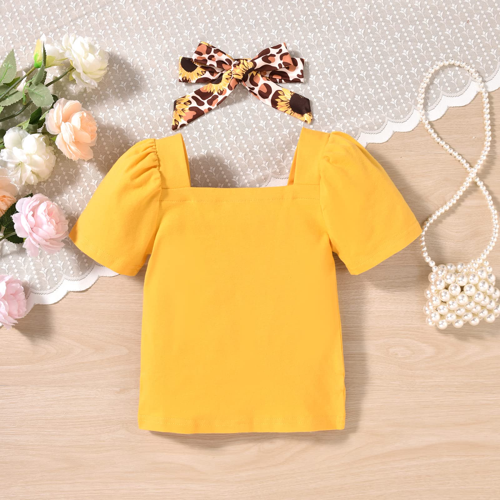 Fioukiay Toddler Girls Summer Clothes Outfit - Cute Short Sleeve Top & Shorts Set for Baby Girls 1-3 Years | Perfect for Playtime, Beach & Outdoor Activities