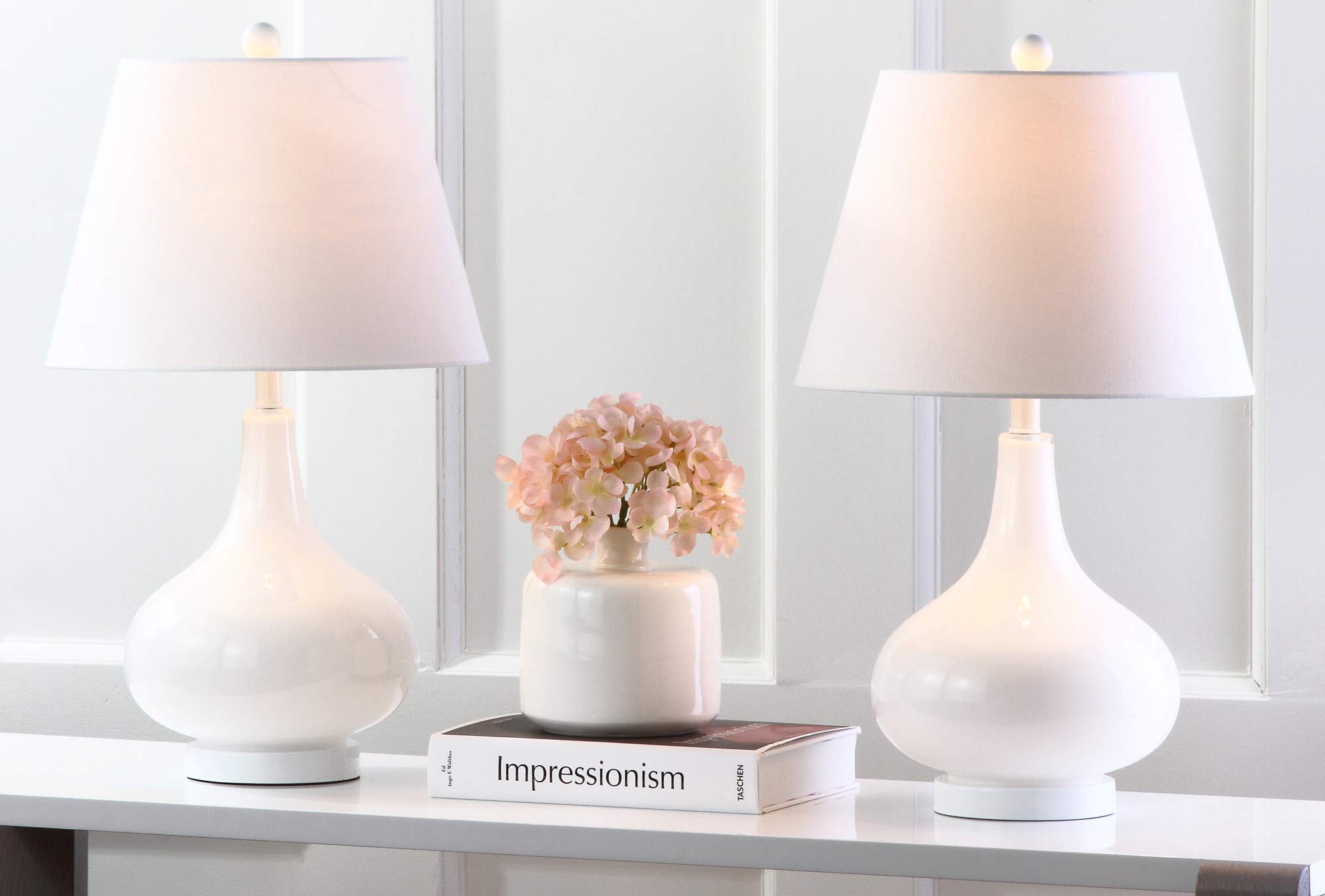 SAFAVIEH Amy Modern White Gourd Glass Table Lamp Set of 2 - 24