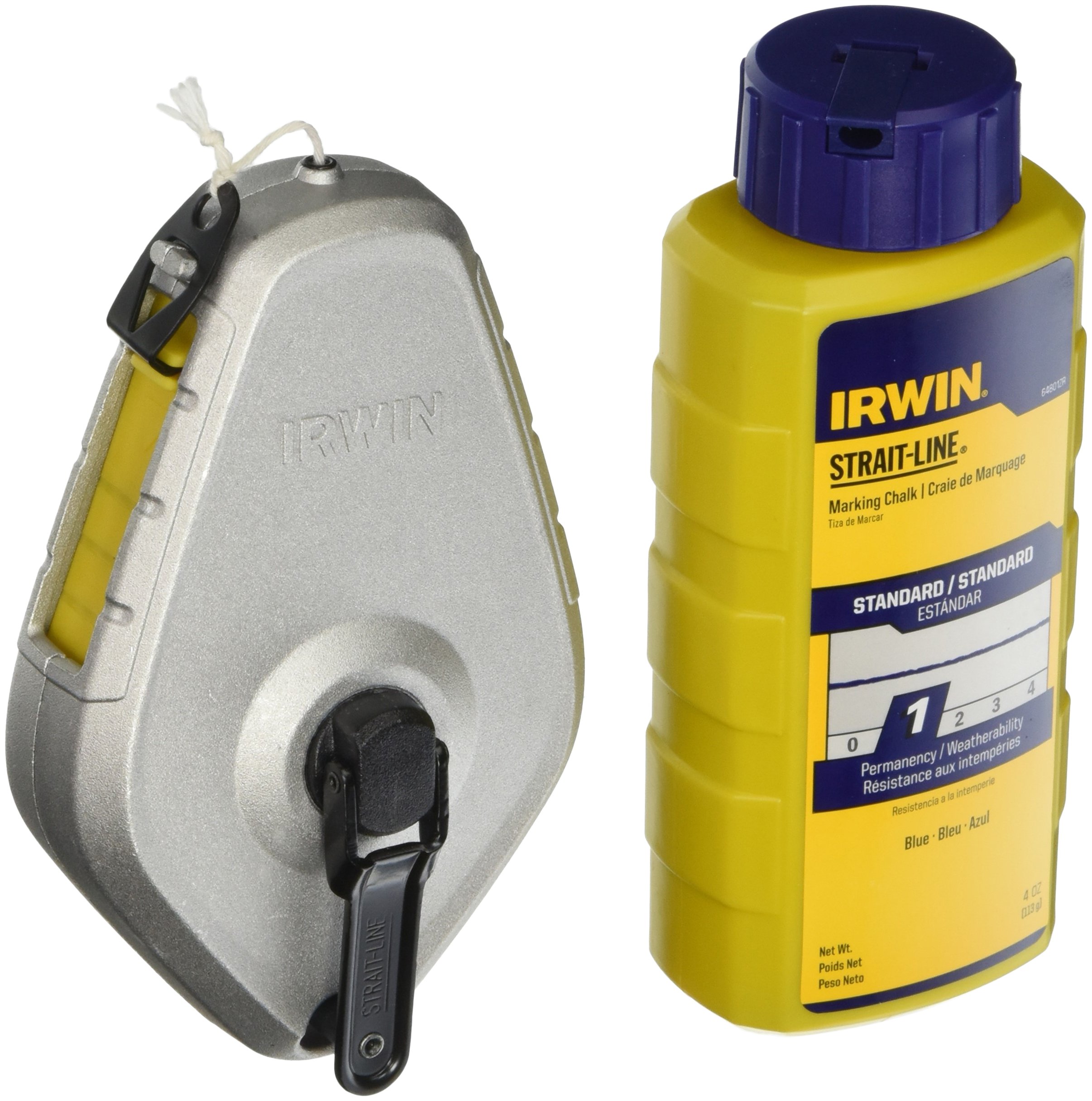 IRWIN STRAIT-LINE 100 ft. Blue Chalk Line Reel - Professional Construction Chalk Box for Carpentry, Masonry & DIY Projects (Model 1932880)
