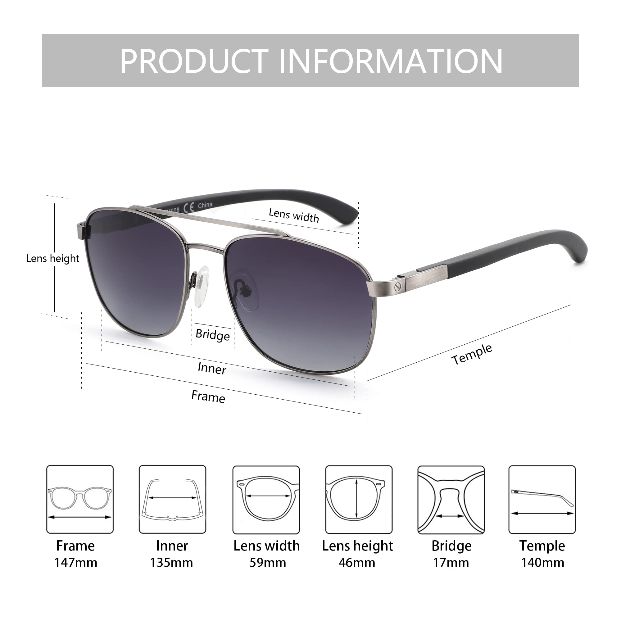 ZENOTTIC Polarized Aviator Sunglasses for Men - 100% UV Protection, Lightweight Wood Frame - Perfect for Fishing, Driving, Golf & Outdoor Activities