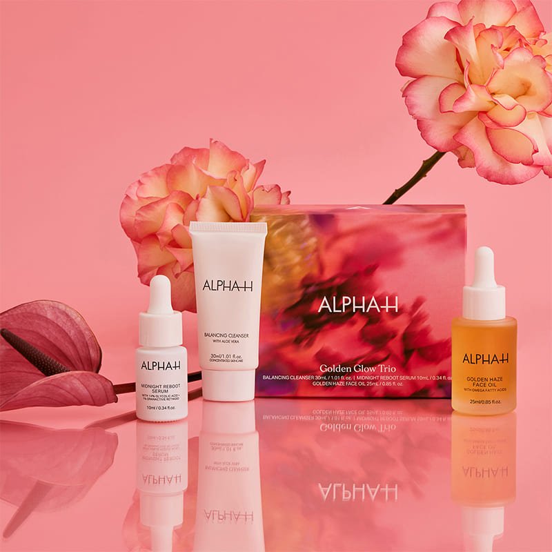Alpha H Golden Glow Trio Gift Set - Brightening Skincare Set with Vitamin C & Glycolic Acid - Perfect for Anti-Aging & Glowing Skin at Home Spa