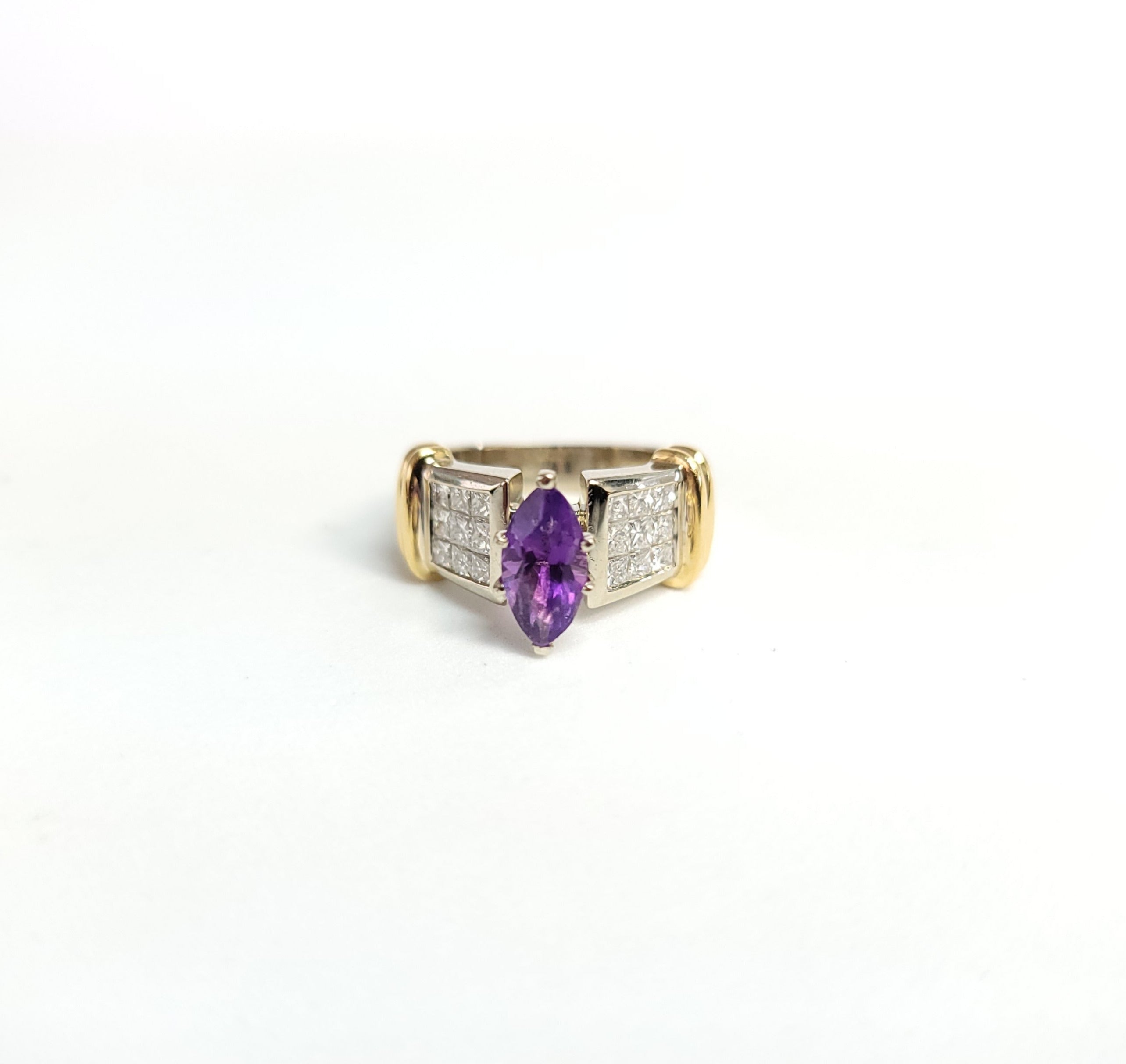 Exquisite Marquise Amethyst & Diamond Accented Engagement Ring for Women - Perfect for Proposals, Anniversaries & Romantic Occasions