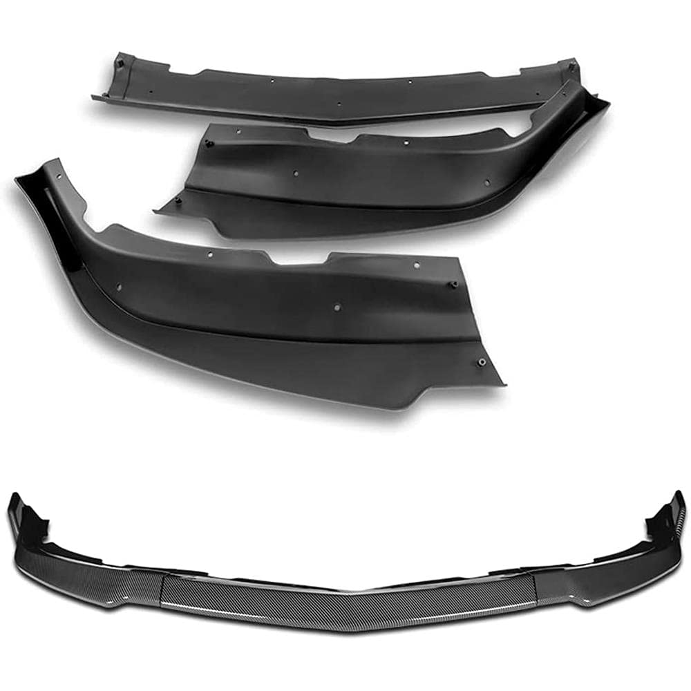 Carbon Fiber Print Front Bumper Lip Kit (3PCS) for 2011-2014 Dodge Charger - SRT-Style PU/557/PCF Body Kit - Perfect for Car Upgrades & Street Racing