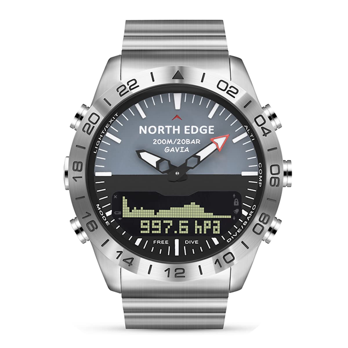 North Edge Tactical Watch for Men - Waterproof Diving Watch with Compass, Stainless Steel Military Watch for Outdoor Adventures, Hiking, Camping & Business Wear