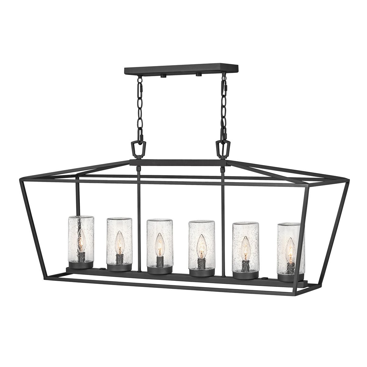 Alford Place 6-Light Outdoor Linear Pendant Light Fixture - Museum Black IP44 E14 Bulb - Perfect for Patio, Deck & Garden Lighting