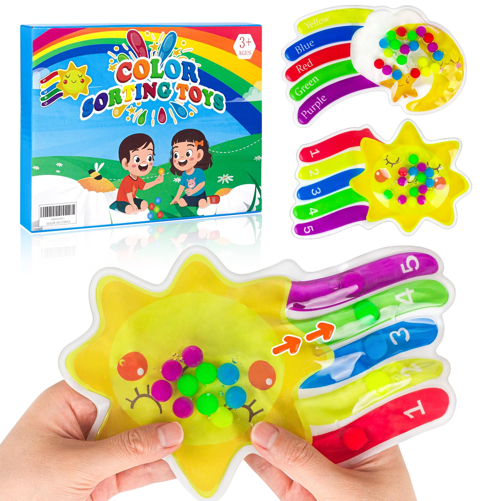 2PCS Color Sorting Sensory Toys for Toddlers - Fine Motor Skill Development, Montessori Learning & Autism Educational Games - Perfect for Classroom, Home & Therapy Use