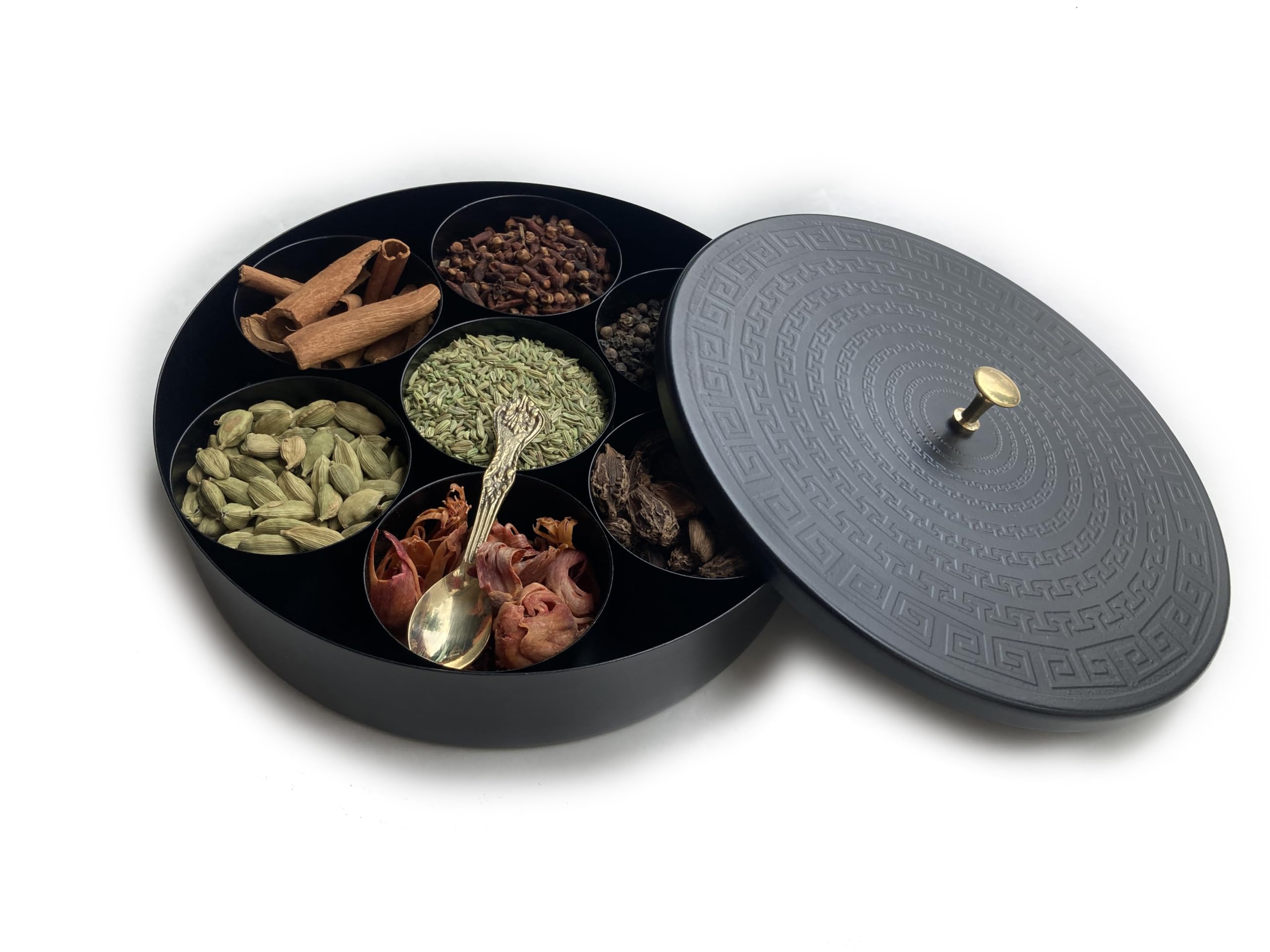 Premium Stainless Steel Spice Box with Spoon & 7 Removable Containers - Indian Masala Dani for Kitchen Storage | Perfect for Cooking, Meal Prep & Spice Organization