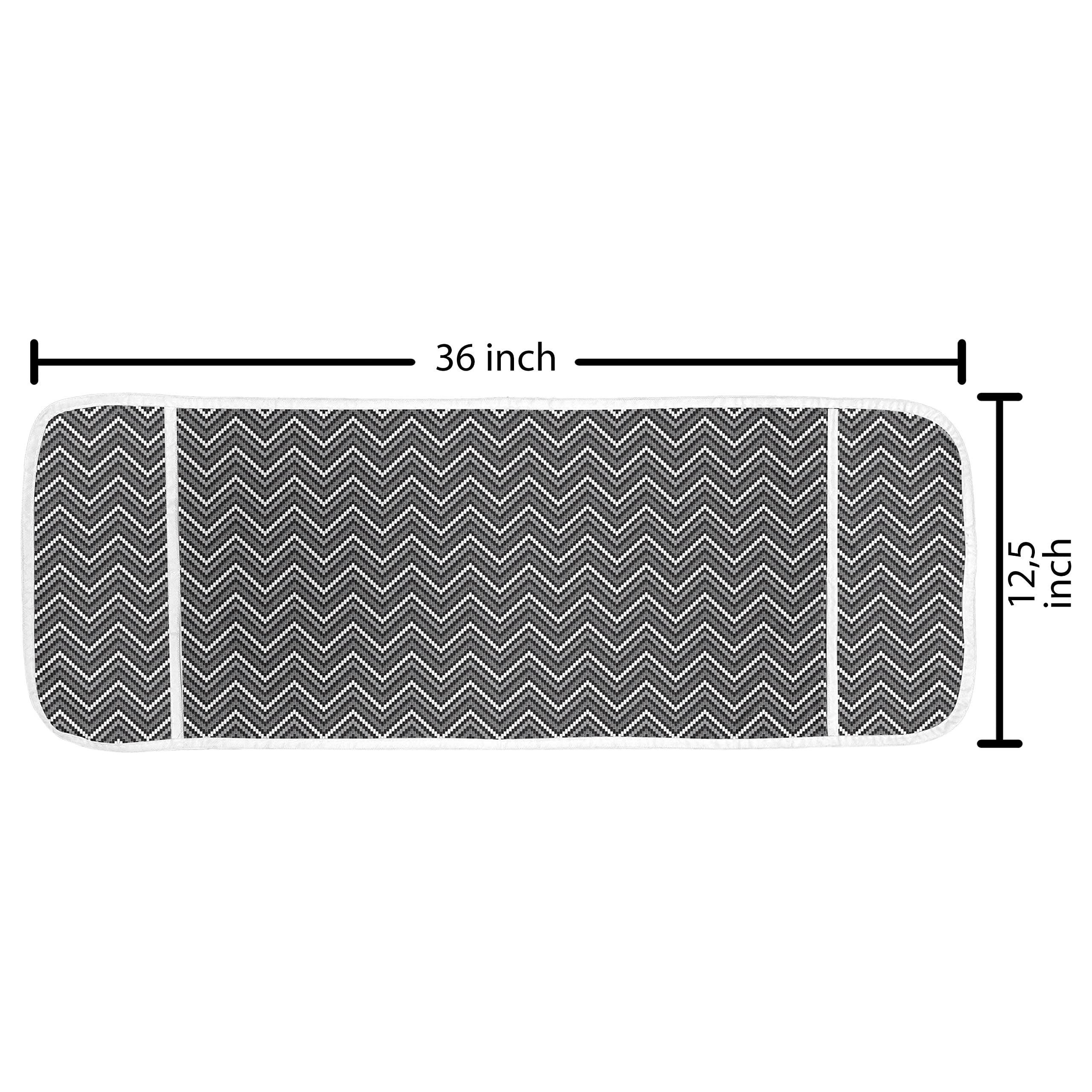 Ambesonne Black and Grey Microwave Oven Cover - Waterproof Herringbone Pattern Kitchen Organizer with Pockets, 36