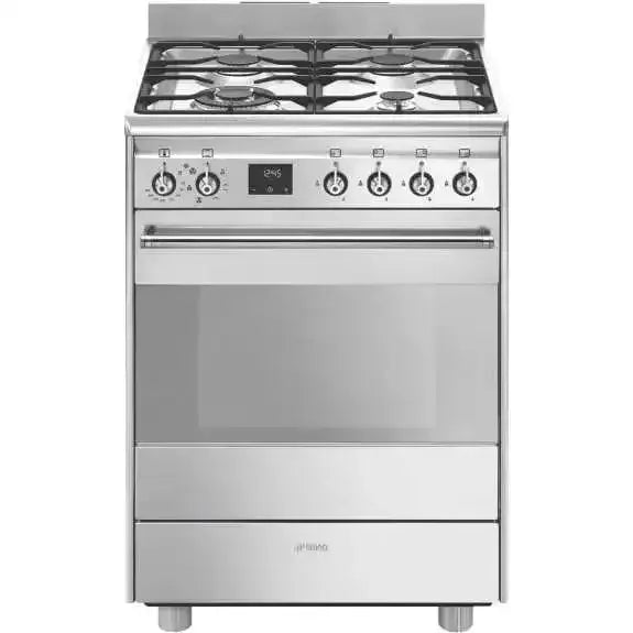 Smeg 60cm Classic Dual Fuel Freestanding Cooker - Stainless Steel Range with Gas Hob & Electric Oven | Perfect for Modern Kitchens & Home Chefs