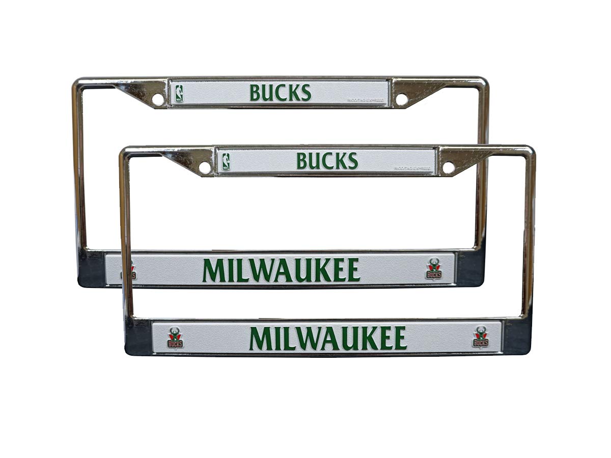 Milwaukee Bucks NBA Chrome Metal License Plate Frame - Set of 2 | Durable Team Logo Car Accessories for Fans & Collectors | Perfect for Game Day, Tailgating & Showing Team Spirit