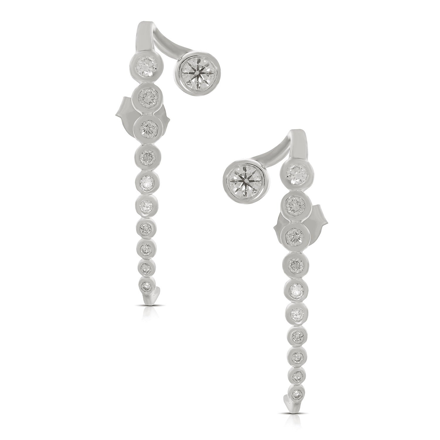 14K White Gold Bezel Set Natural Diamond Dangle Earrings for Women - Elegant Wedding, Party & Evening Wear Jewelry