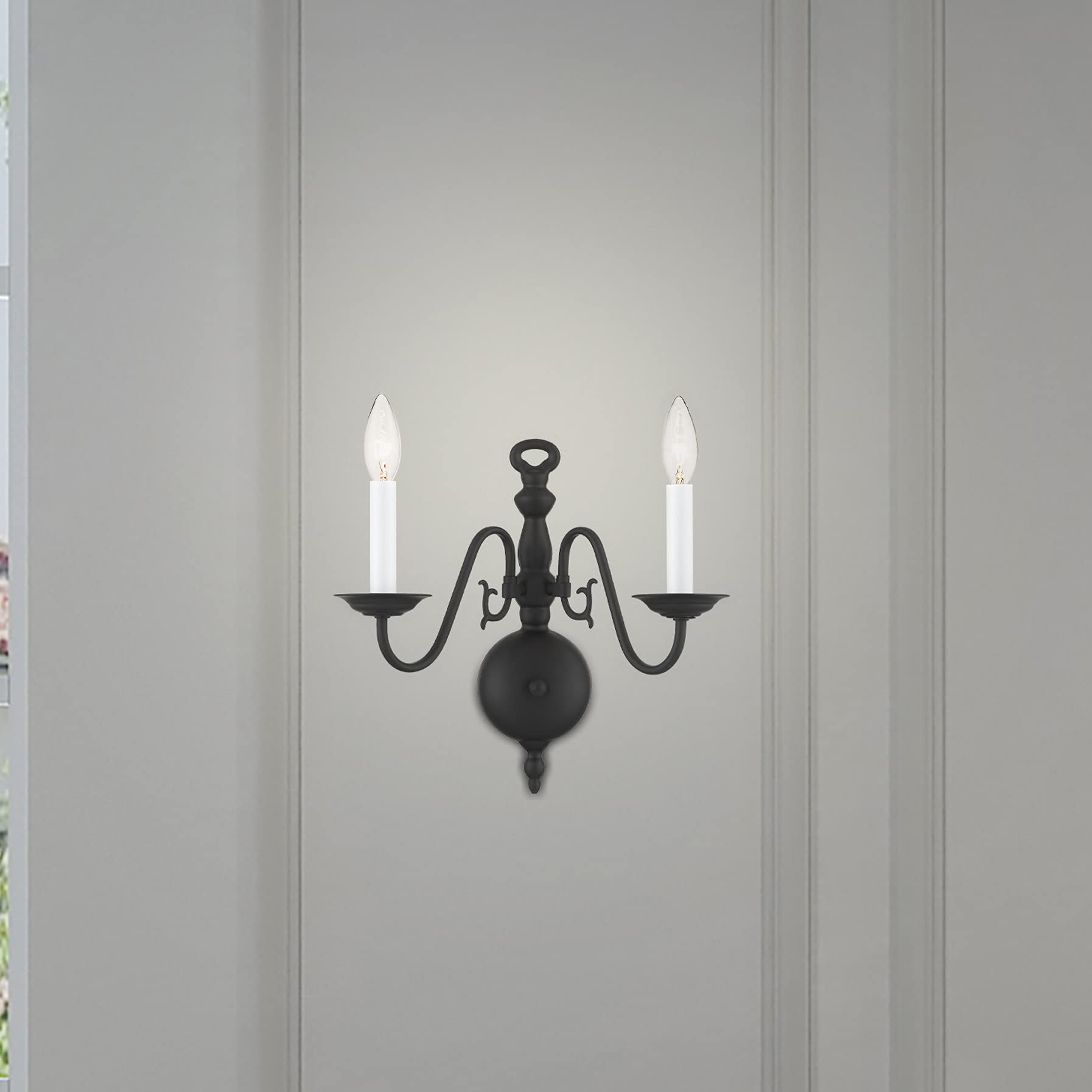 Livex Lighting 5002-04 2-Light Black Wall Sconce - Modern Wall Light Fixture for Bedroom, Living Room & Hallway Lighting