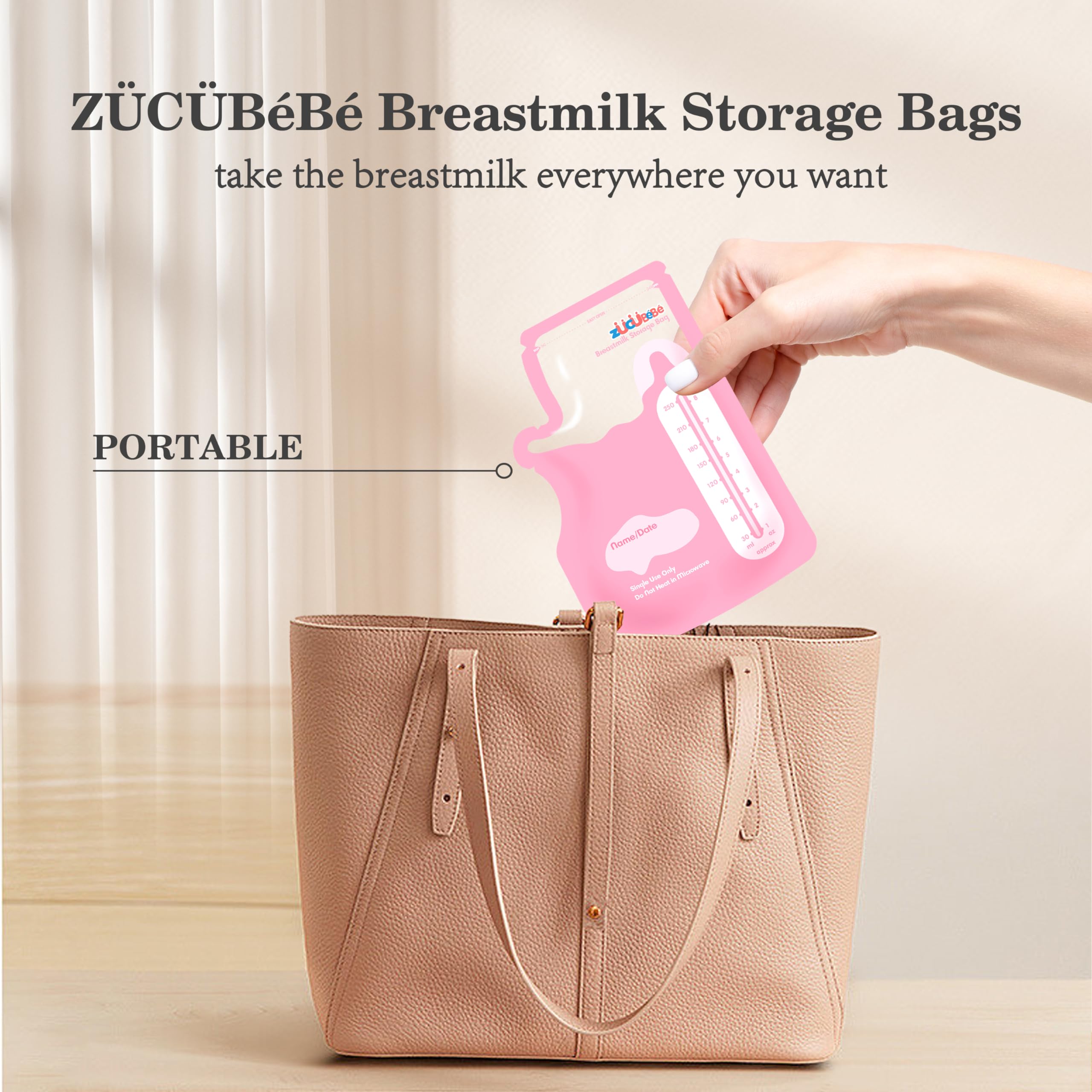 150 Count Breastmilk Storage Bags - 8oz BPA Free Breastfeeding Bags with Easy Pour Spout & Self-Standing Design for Refrigeration & Freezing - Ideal for Nursing Moms at Home or Travel