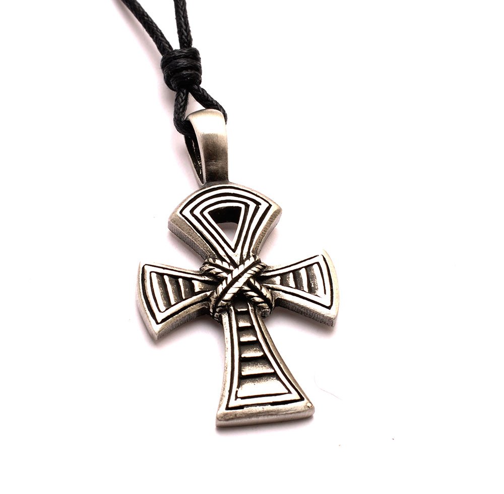 Egyptian Ankh Silver Pewter Charm Necklace Pendant - Ancient Egyptian Cross Symbol Jewelry for Women & Men - Perfect for Spiritual Gifts, Boho Fashion & Everyday Wear