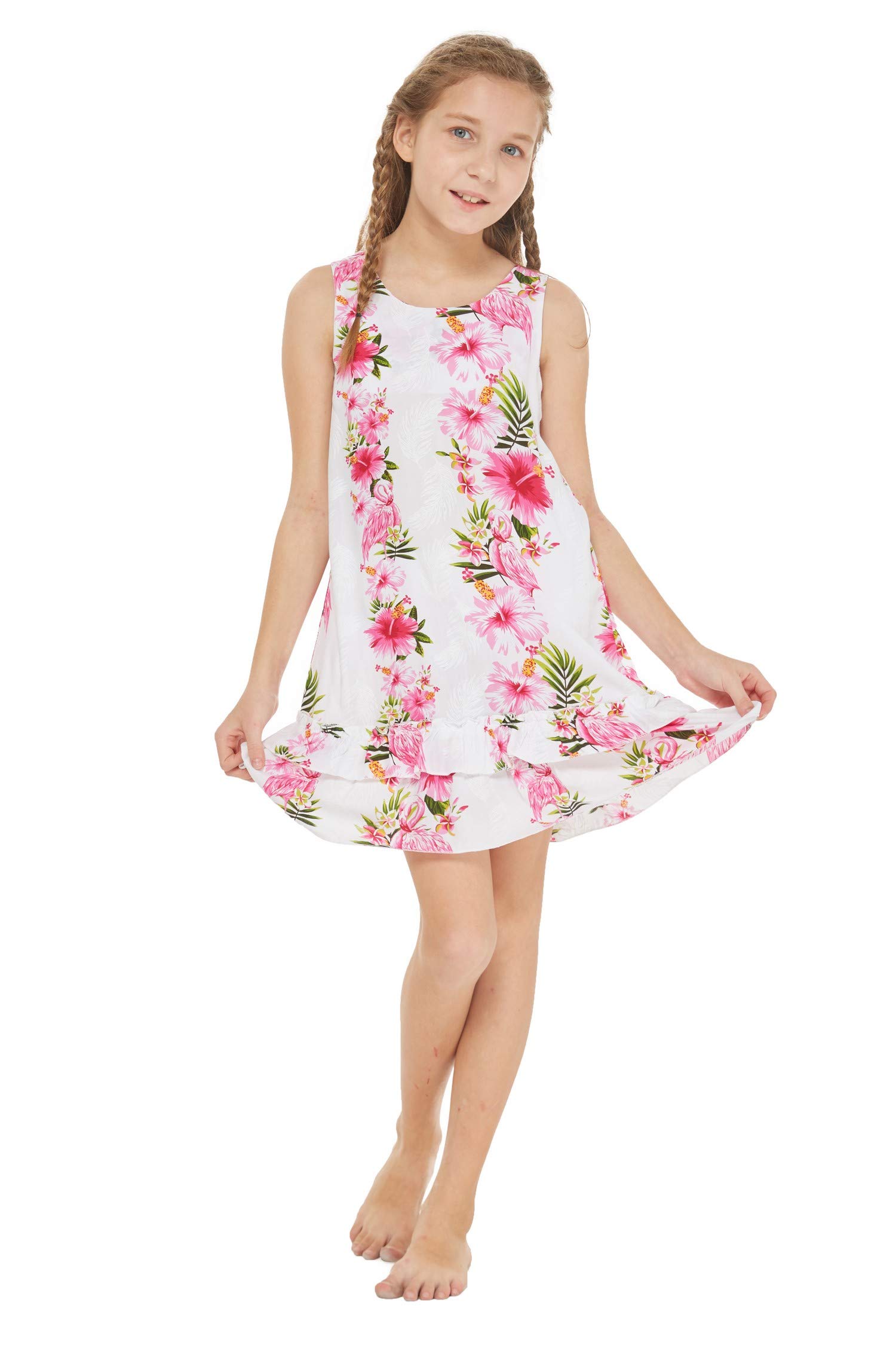 Hawaiian Luau Matching Mother Daughter Maxi Dress & Ruffle Tank Top Set - Light Blue Floral Outfit for Beach Party, Family Vacation & Summer Photoshoot