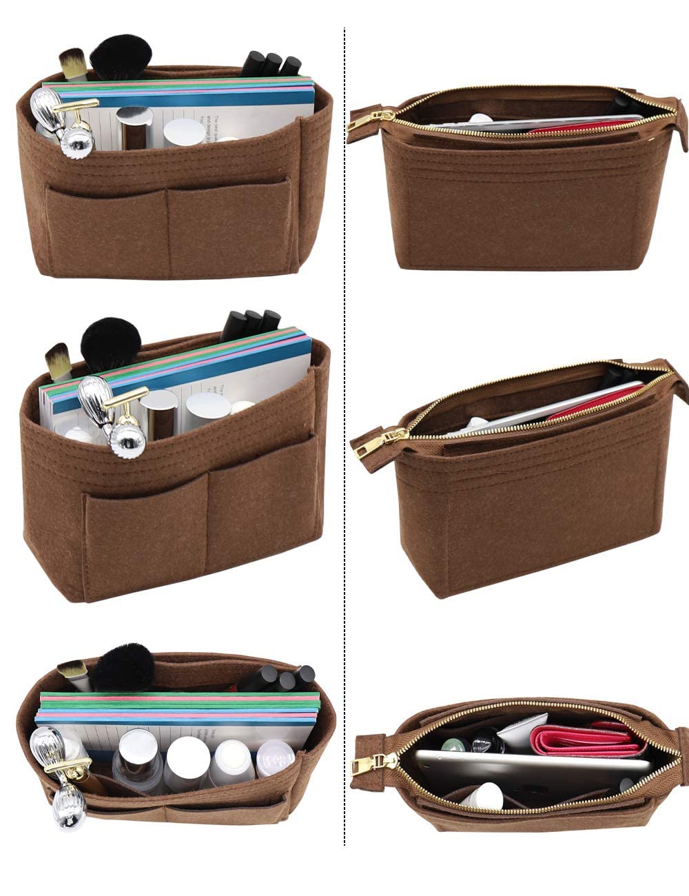 LEXSION 2-Pack Purse Organizer Insert for Louis Vuitton NeoNoe Noé Series - Premium Brown Bag Organizer | Perfect for Travel, Work & Daily Essentials Storage