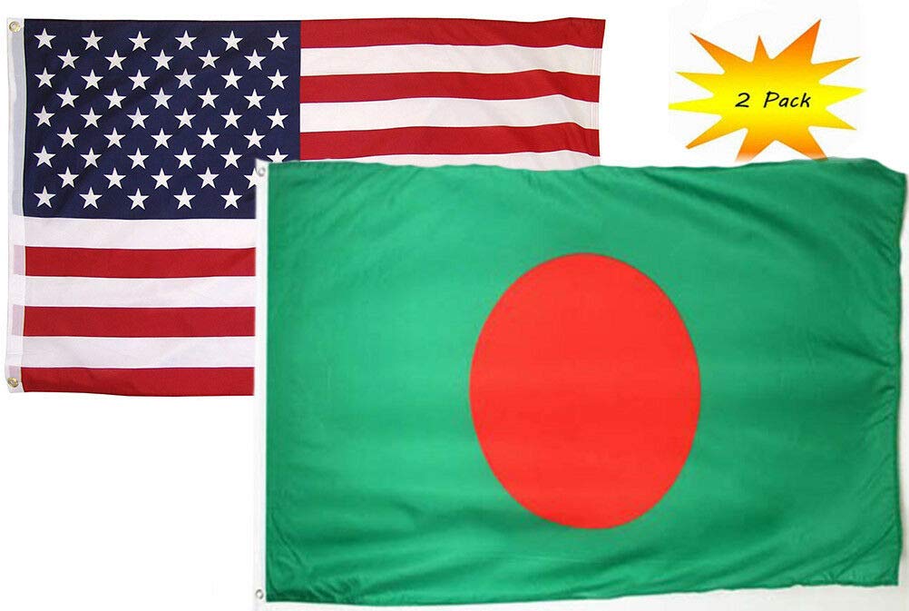 2x3 USA & Bangladesh Flag Set (2 Pack) - Durable Polyester American & Bangladesh Country Flags for Home, Office, and Outdoor Decor