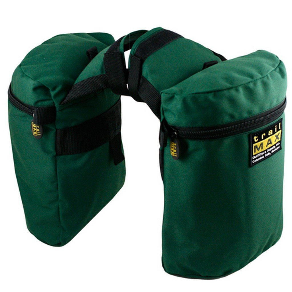 TrailMax Large Horn Saddle Bags for Horses - Durable 600D Polyester Western & Endurance Riding Saddlebags with Double Stitching (Green) - Perfect for Trail Riding, Camping & Long-Distance Horseback Adventures