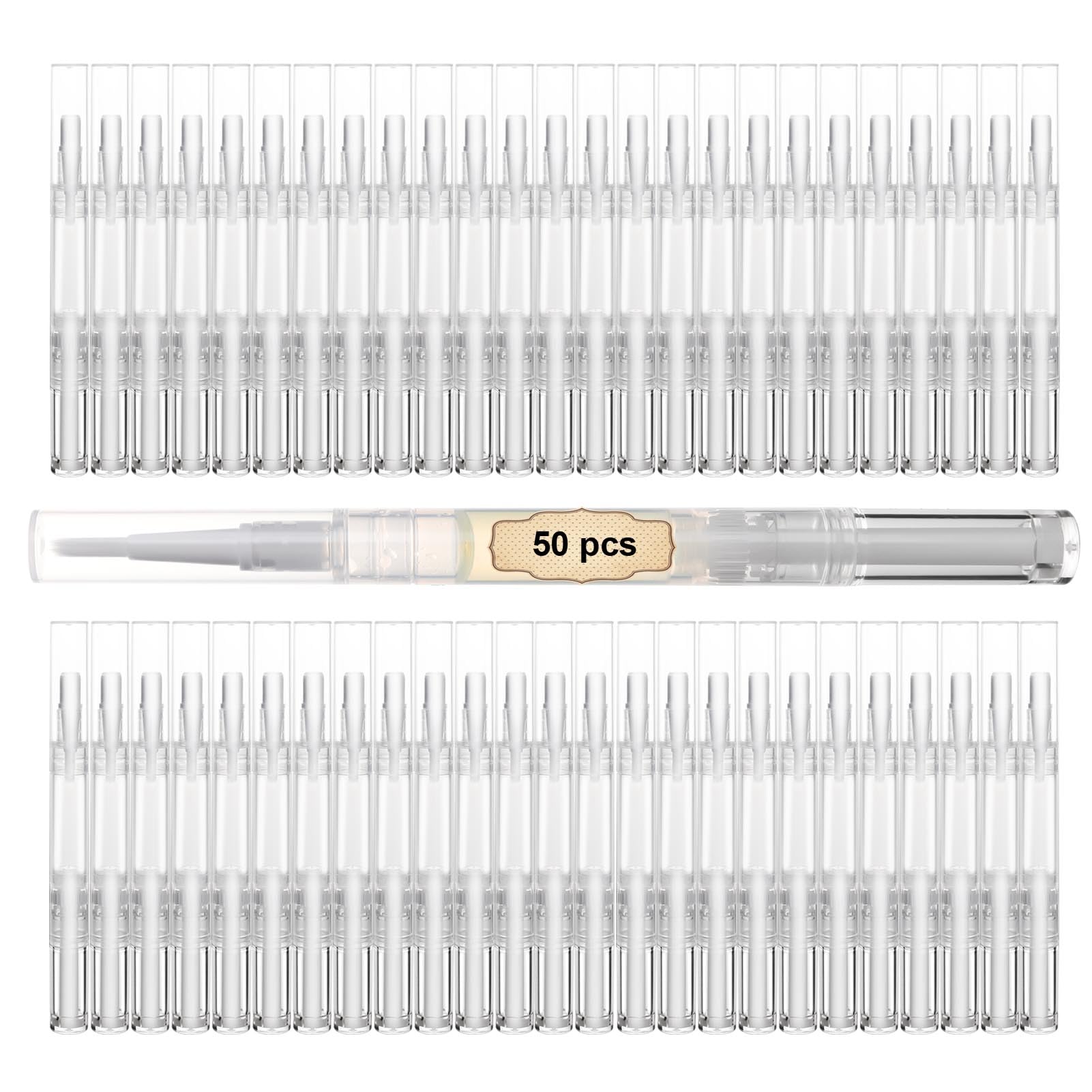 50 Pcs 3ml Empty Cuticle Oil Pens - Travel Size Disposable Nail Oil Pens with Brush, No Leak Twist Design for DIY Nail Care - Perfect for Nail Salons, Home Manicures & On-the-Go Nail Hydration