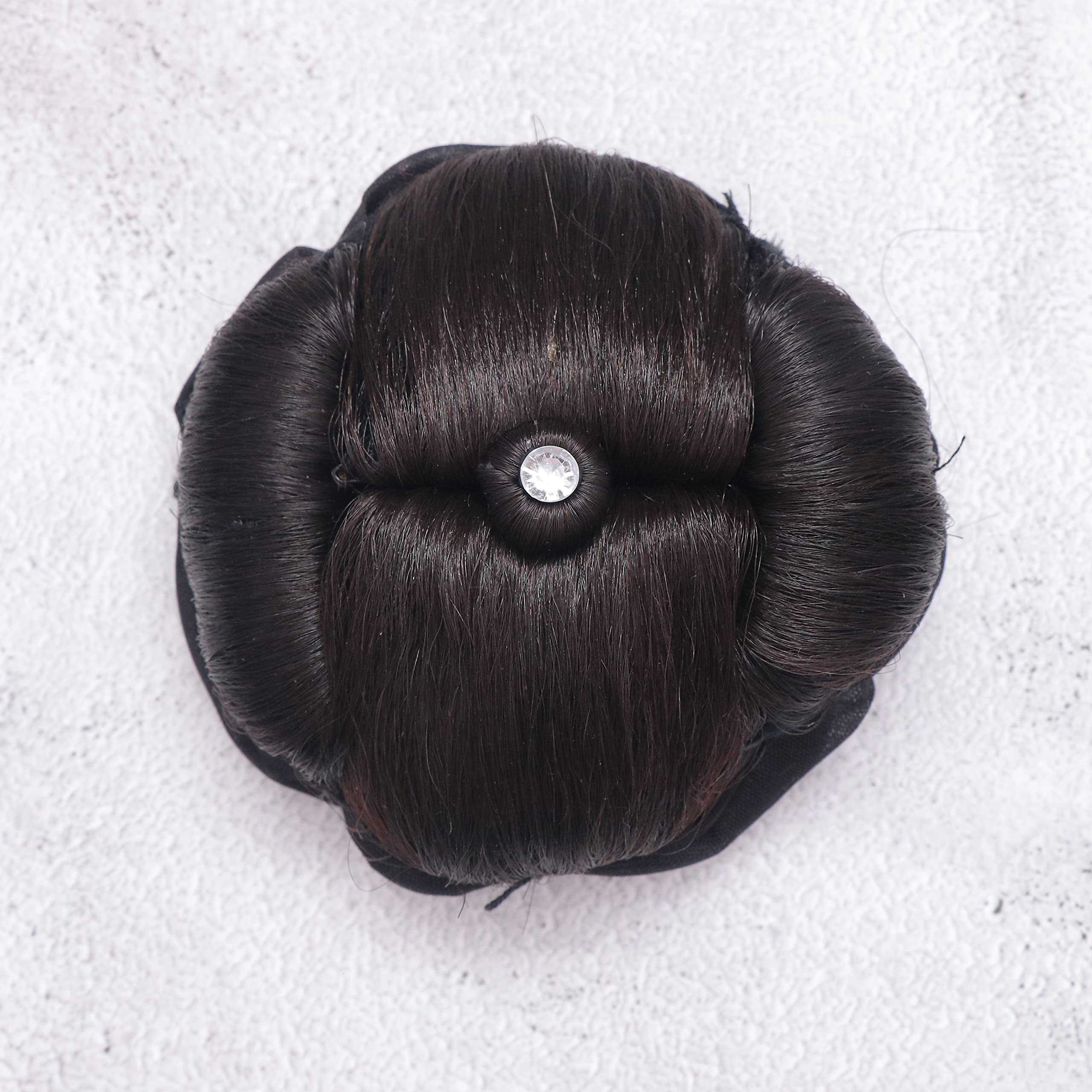 Honbon Hair Extension Plain Juda with Stone Work for Bun Decorations | Artificial Juda for Brides & Women | Perfect for Weddings, Parties & Special Occasions
