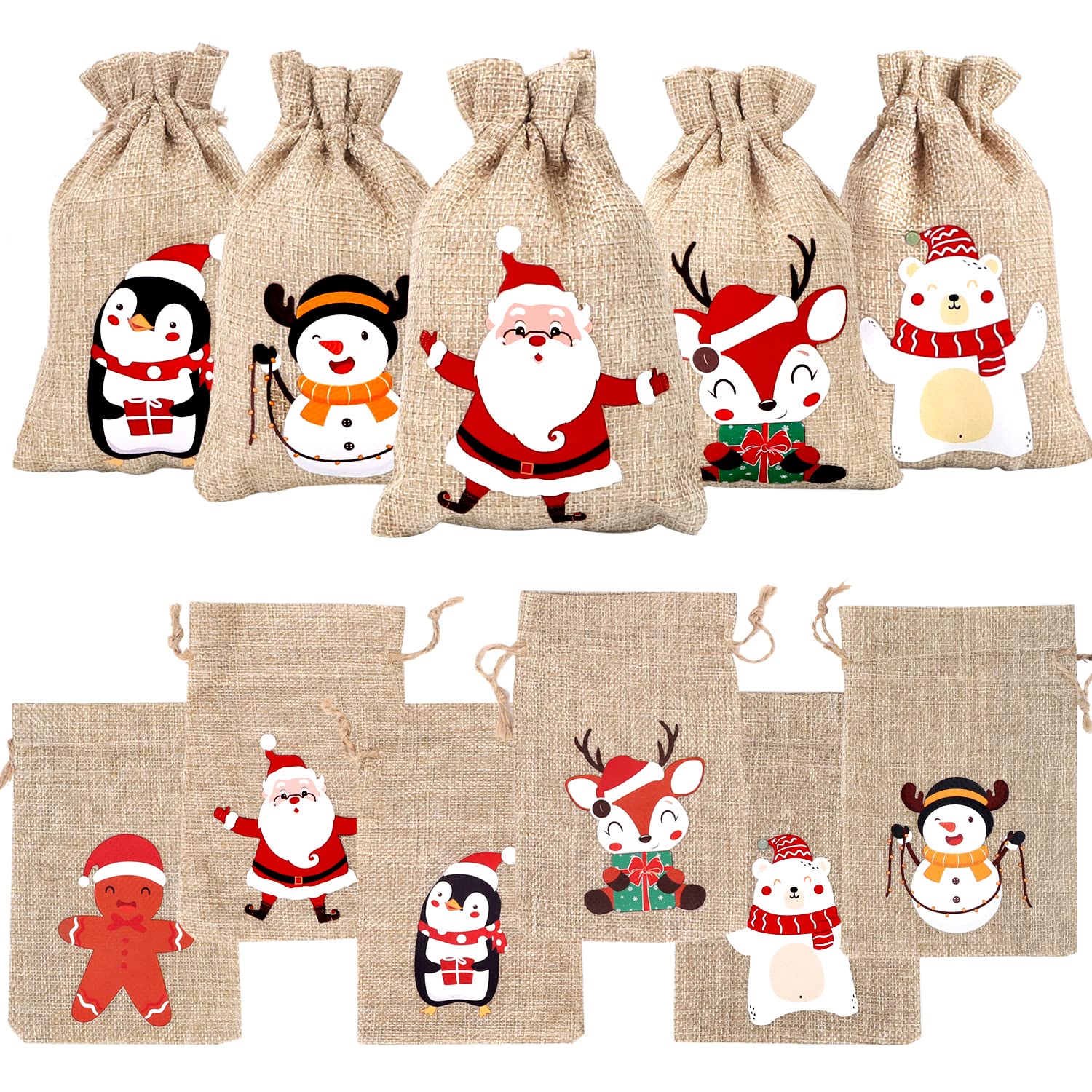 36pcs Christmas Burlap Gift Bags with Drawstring - Eco-Friendly Jute Treat Bags for Candy, Party Favors & Holiday Gifts - Perfect for Christmas Parties, Stocking Stuffers & Festive Decorations