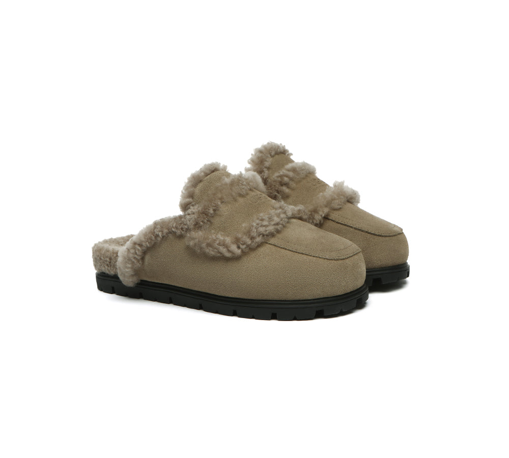 Australian Shepherd® Women's UGG Slippers - Genuine Sheepskin with Wool Shearling Lining - Cozy Indoor/Outdoor House Shoes for Winter Comfort & Relaxation at Home