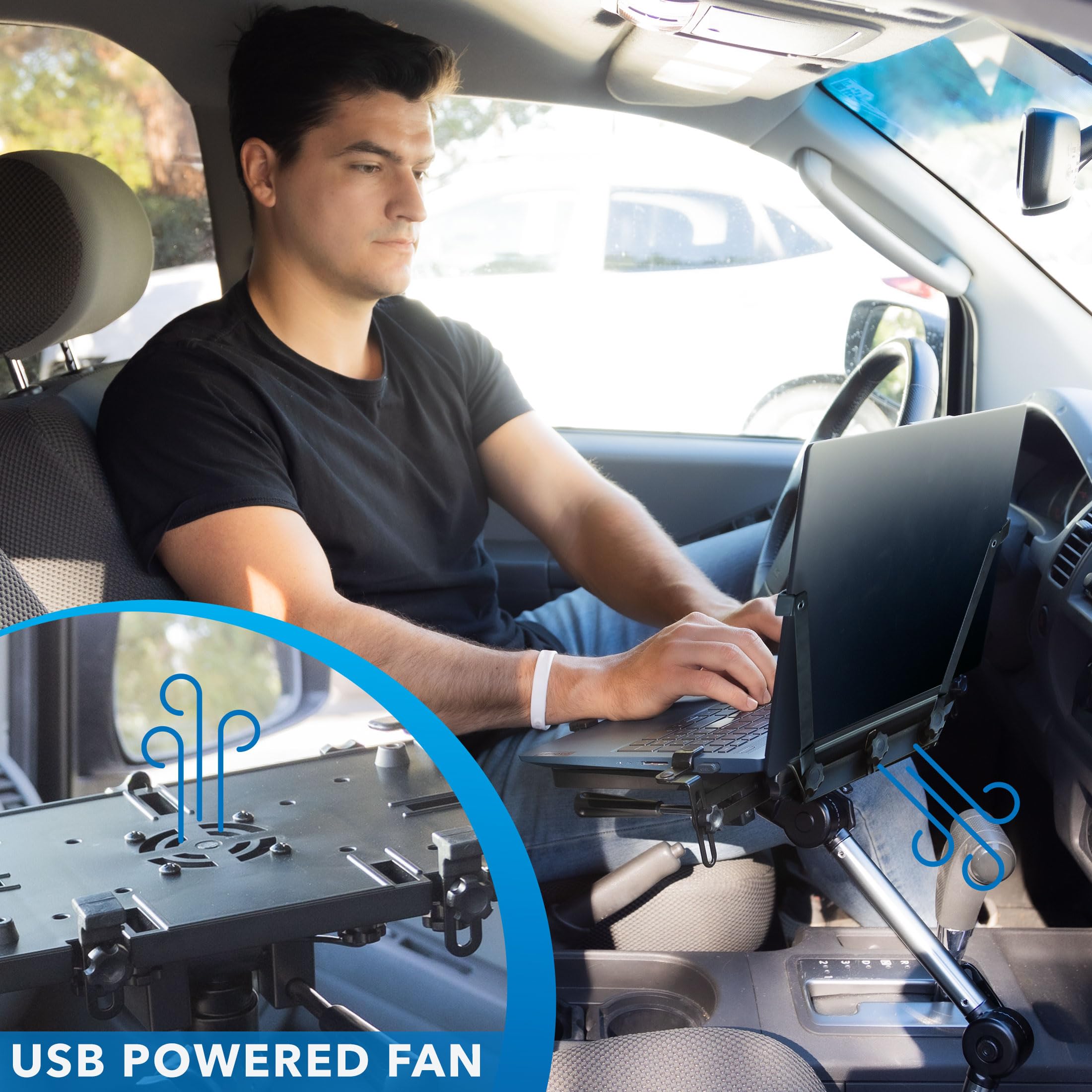 Mount-It! No-Drill Laptop Car Mount for Front Seat - Adjustable & Lockable Stand for 17