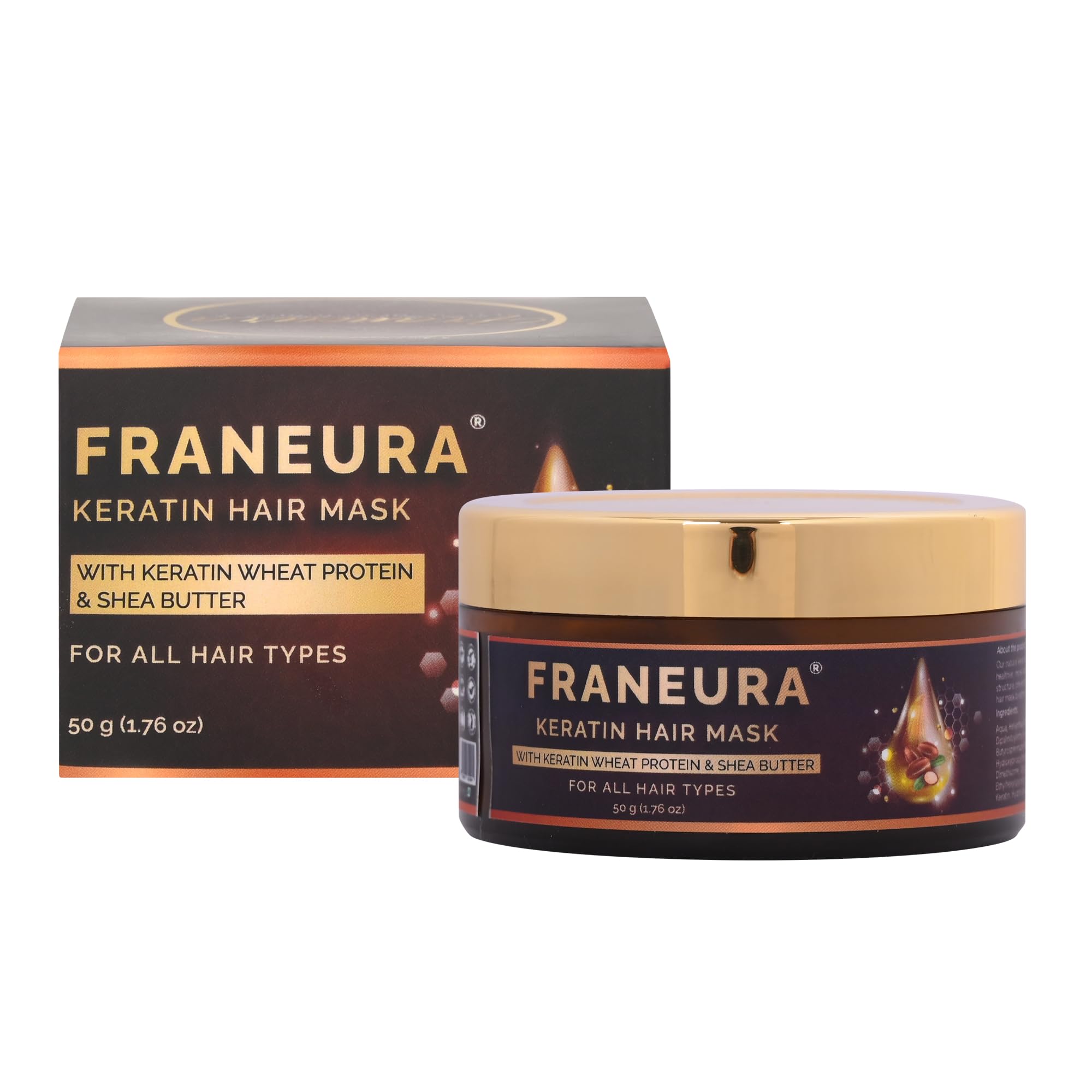 Keratin Hair Mask with Shea Butter & Wheat Protein - Deep Conditioning Treatment for Damaged Hair Repair & Hydration - 50g for Salon-Quality Results at Home - Perfect for Dry, Frizzy & Color-Treated Hair