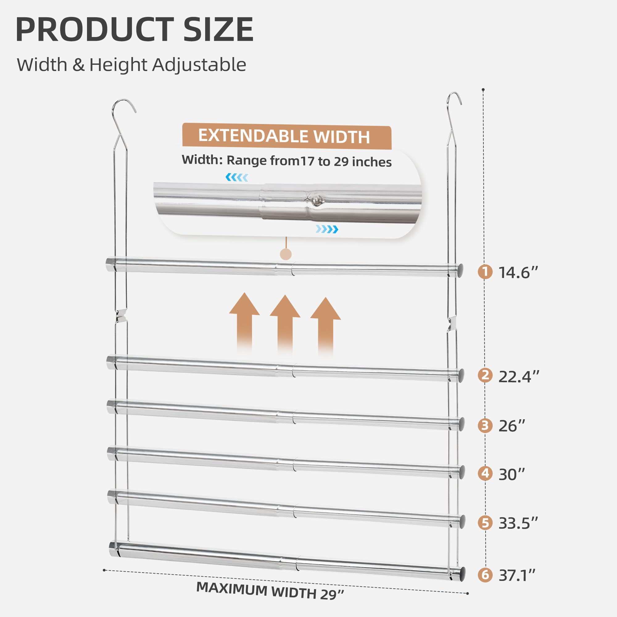 STORAGE MANIAC Adjustable Hanging Closet Organizer - Space Saving Double Rod Extender for Clothes (2 Pack, Chrome) - Perfect for Small Closets, Dorm Rooms & Apartment Storage Solutions