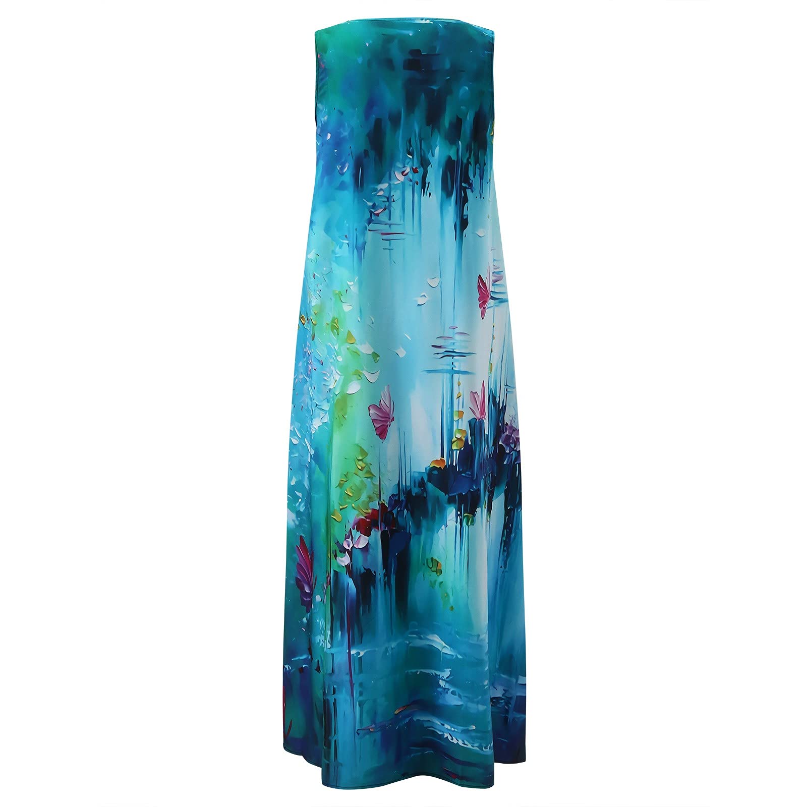Women's Summer Maxi Dress 2023 - Plus Size Hawaiian Bohemian Sundress for Beach, Vacation & Casual Wear - Racerback Long Boho Dress in Green, Small - Perfect for Tropical Getaways, Pool Parties & Outdoor Events