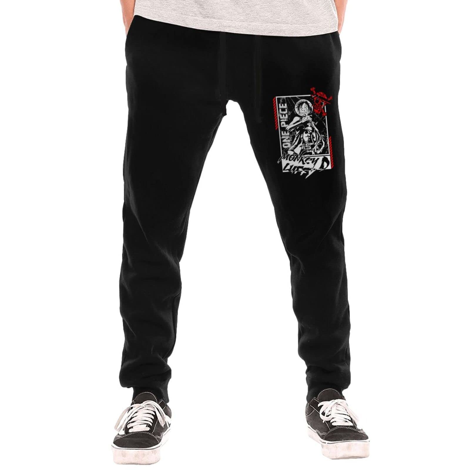 One Piece Monkey D. Luffy Anime Sweatpants for Men - Black Casual Joggers, Lounge Pants & Workout Pants | Perfect for Cosplay, Gym, Anime Conventions & Everyday Wear