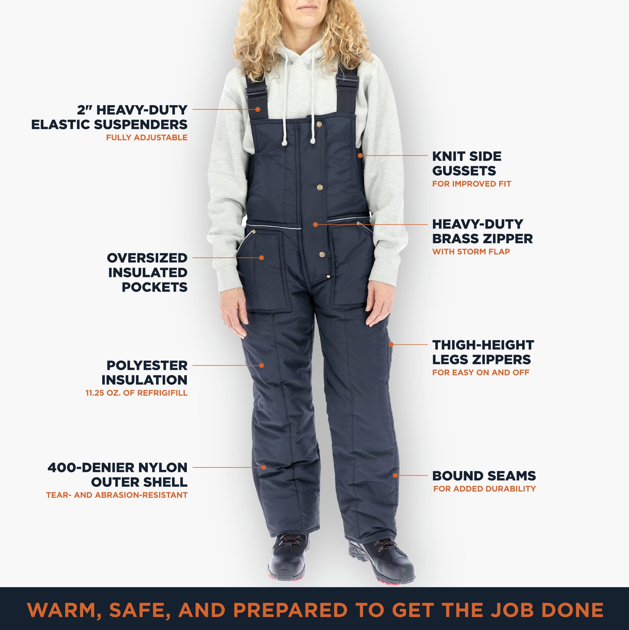 RefrigiWear Iron-Tuff Women's Insulated Bib Overalls - Heavy Duty Winter Workwear with 20°F Comfort Rating - Ideal for Cold Weather Jobs, Farming, and Outdoor Activities