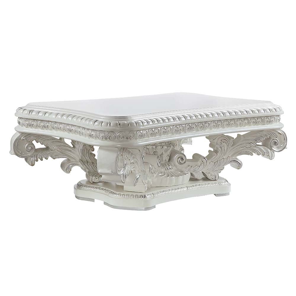 Acme Furniture Rectangular Wood Coffee Table - Antique White Finish Modern Living Room Centerpiece for Home Decor | Perfect for Living Spaces, Family Gatherings & Coffee Time