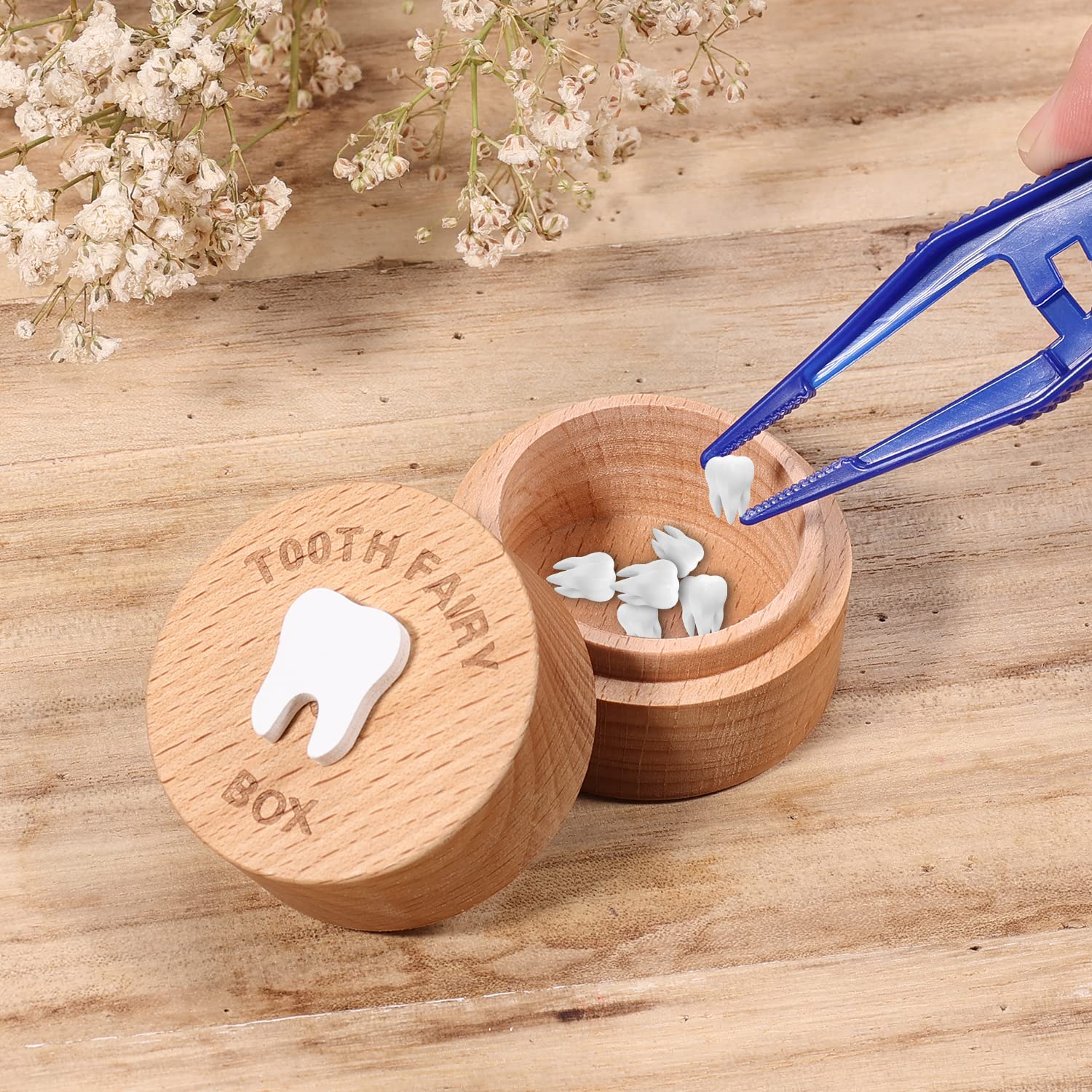 LUTER 3D Engraved Wooden Tooth Fairy Box - Cute Keepsake Storage Container for Lost Baby Teeth | Perfect Gift for Boys & Girls | Collect & Store Teeth Under Pillow for Tooth Fairy Tradition