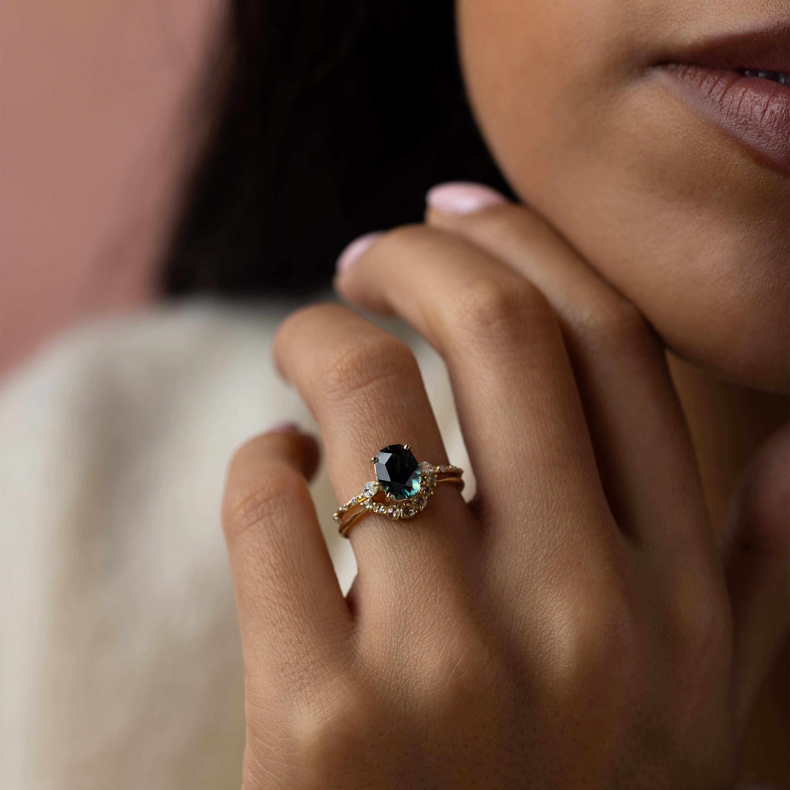 1.95ct Natural Green Blue Australian Sapphire Chorus Ring - Elegant Gemstone Jewelry for Women, Perfect for Weddings, Anniversaries & Special Occasions