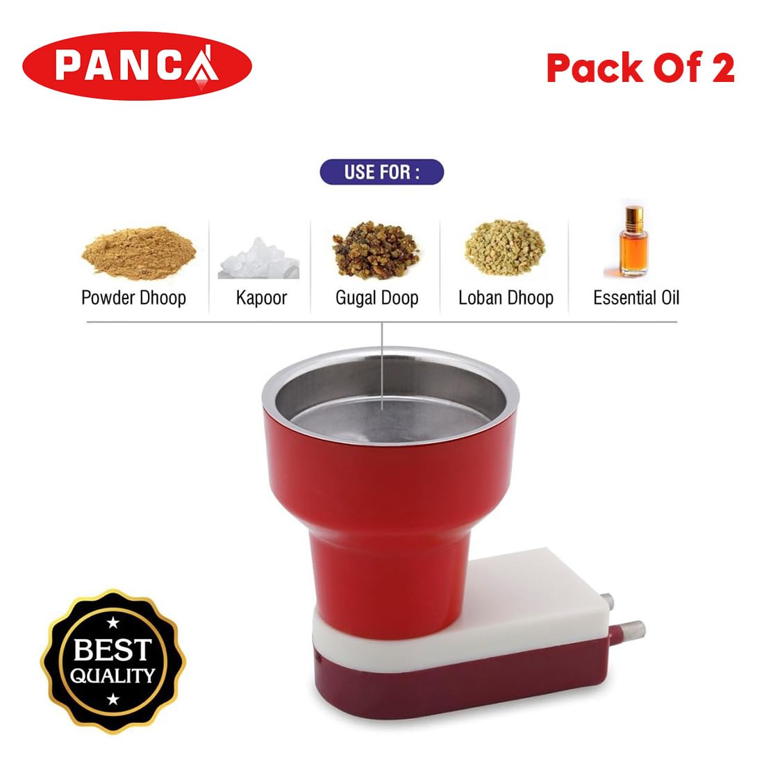 Premium Electric Camphor Diffuser for Home - Bakhoor Burner & Aroma Diffuser for Puja, Meditation & Relaxation - Red (Pack of 2) - Perfect for Yoga Rooms, Prayer Spaces & Aromatherapy Sessions