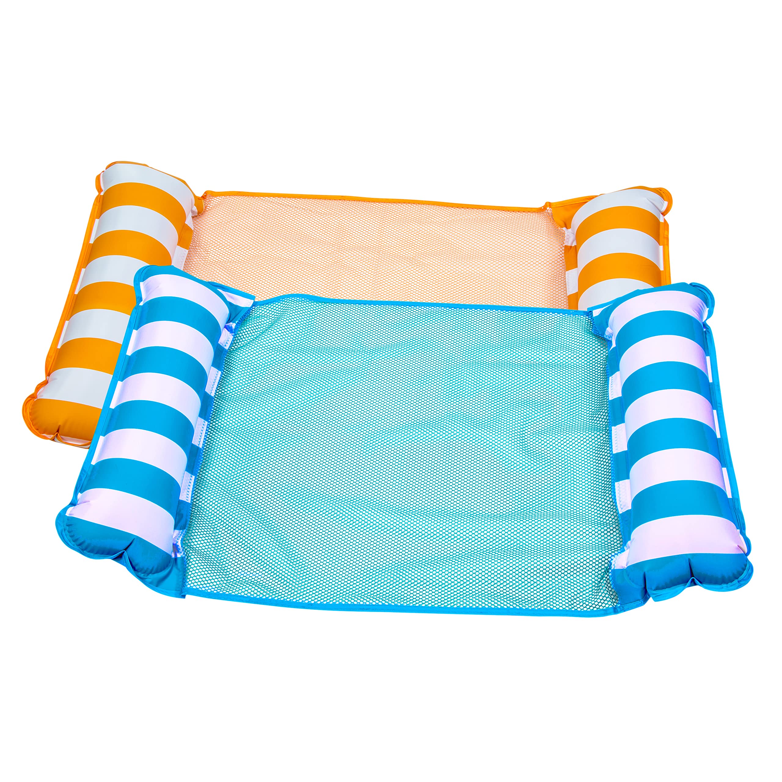 Aqua 4-in-1 Monterey Hammock Pool Float & Water Hammock - 2/3/4 Person Multipack for Adults & Kids - Premium Inflatable Lounge for Pool, Lake, Beach Vacation - Blue/Green/Pink Color Options