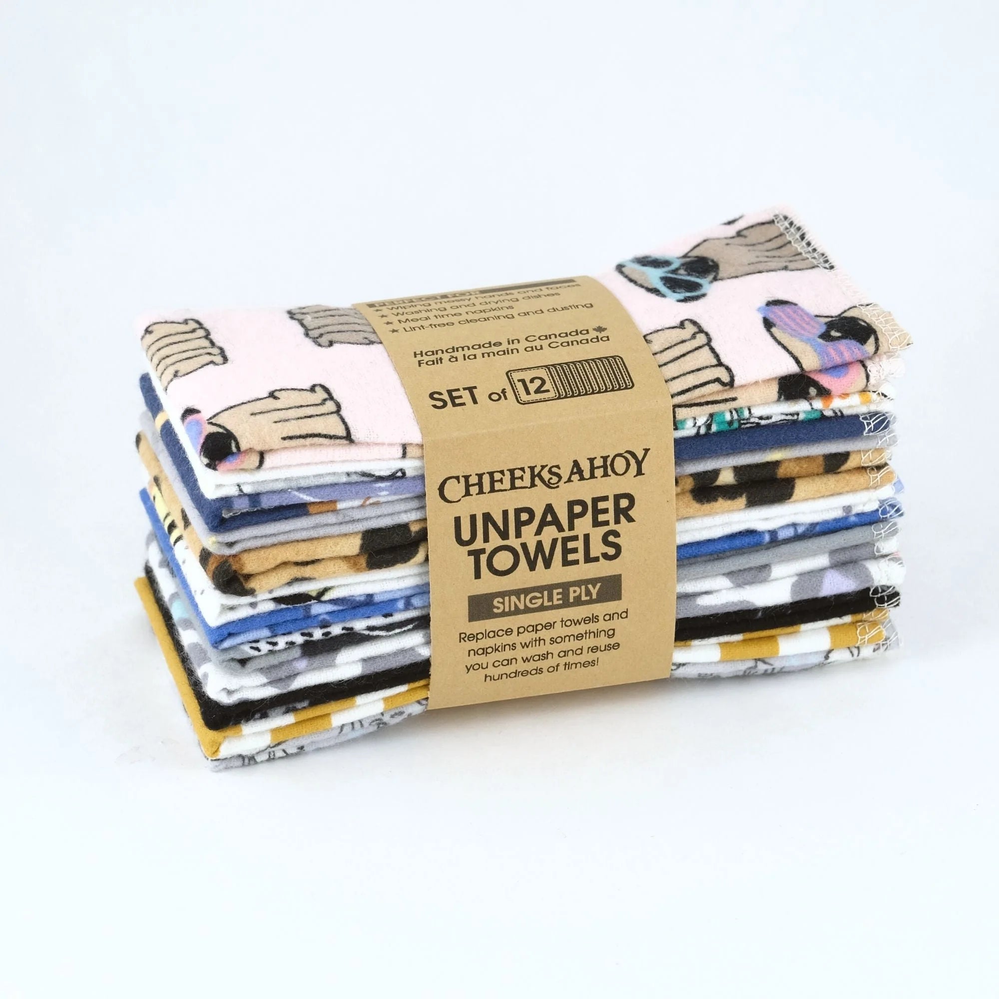 Eco-Friendly Cheeks Ahoy Unpaper Towels - Reusable & Washable Cloth Towels for Kitchen, Cleaning & Sustainable Living