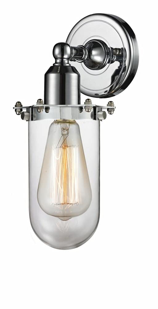 Innovations 900-1W-PC-CE231-PC-CL Centri 1 Light Wall Sconce - Modern Polished Chrome Finish - Part of The Austere Collection - Perfect for Bedroom, Hallway or Entryway Lighting