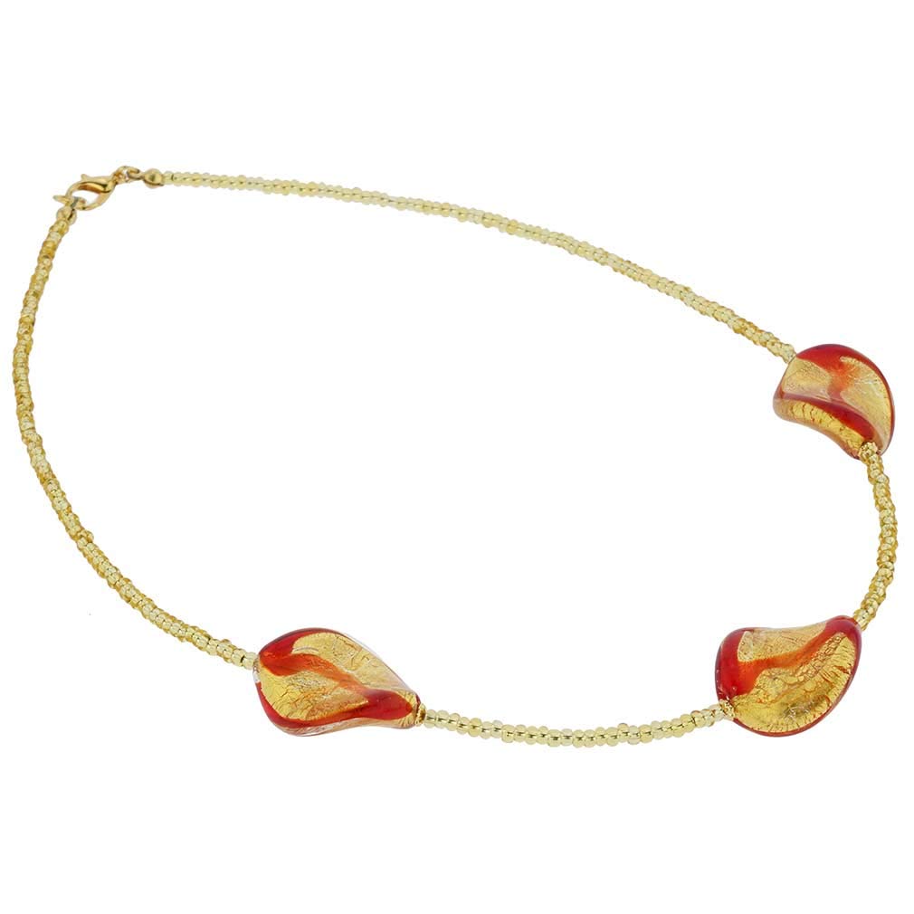 Venetian Murano Glass Royal Red Spiral Necklace - Handmade Italian Jewelry for Women, Elegant Gift for Weddings & Special Occasions