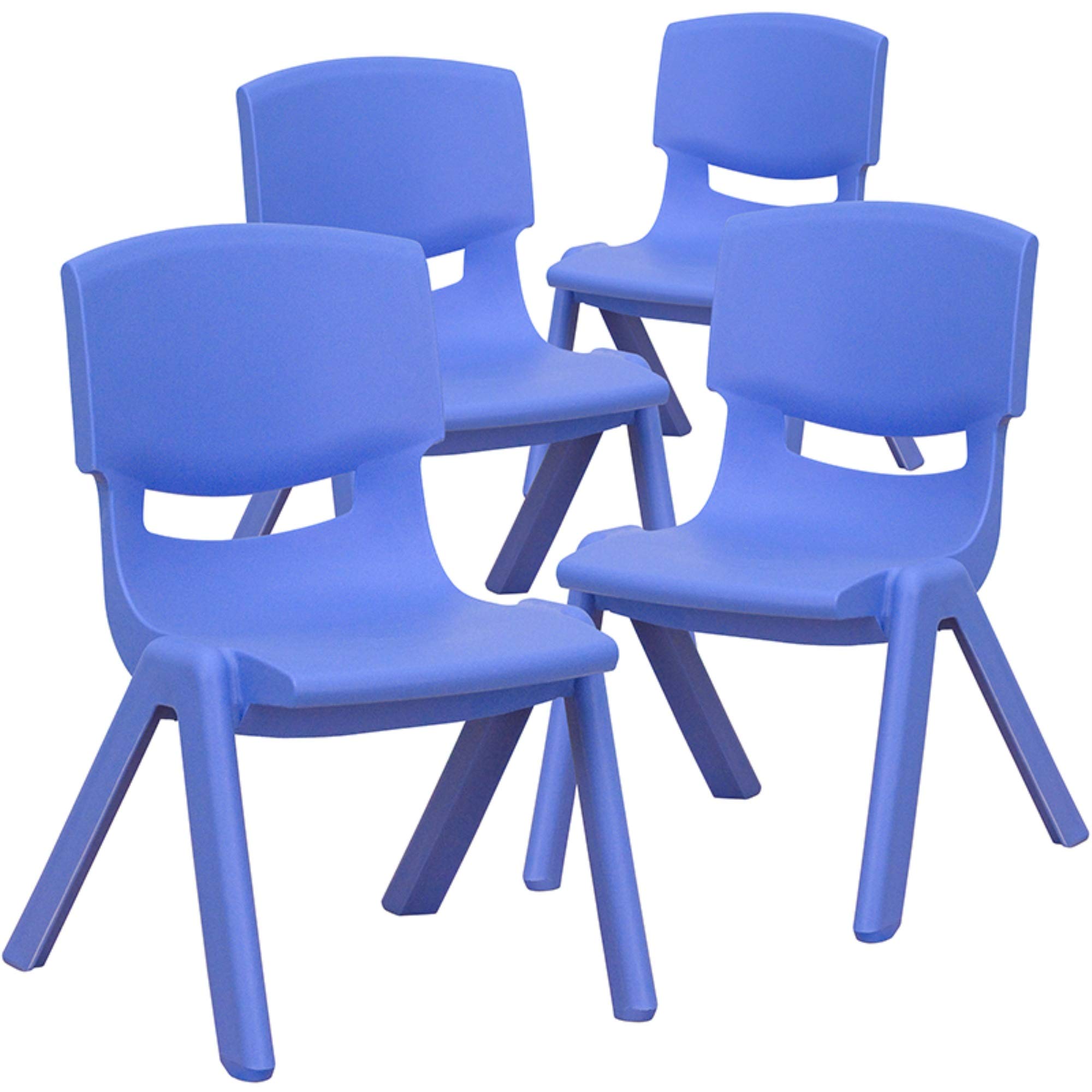 Flash Furniture Whitney 4-Pack Blue Plastic Stackable School Chairs - 10.5