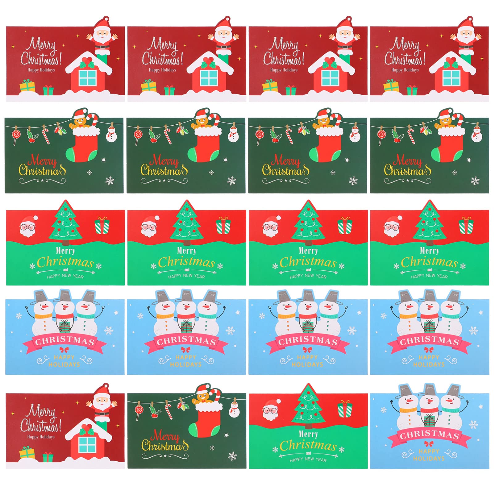20pcs Christmas Greeting Cards Set - Holiday Blessing Cards for Christmas Eve & New Year Party Decorations - Perfect for Family Gatherings, Office Parties & Gift Exchanges